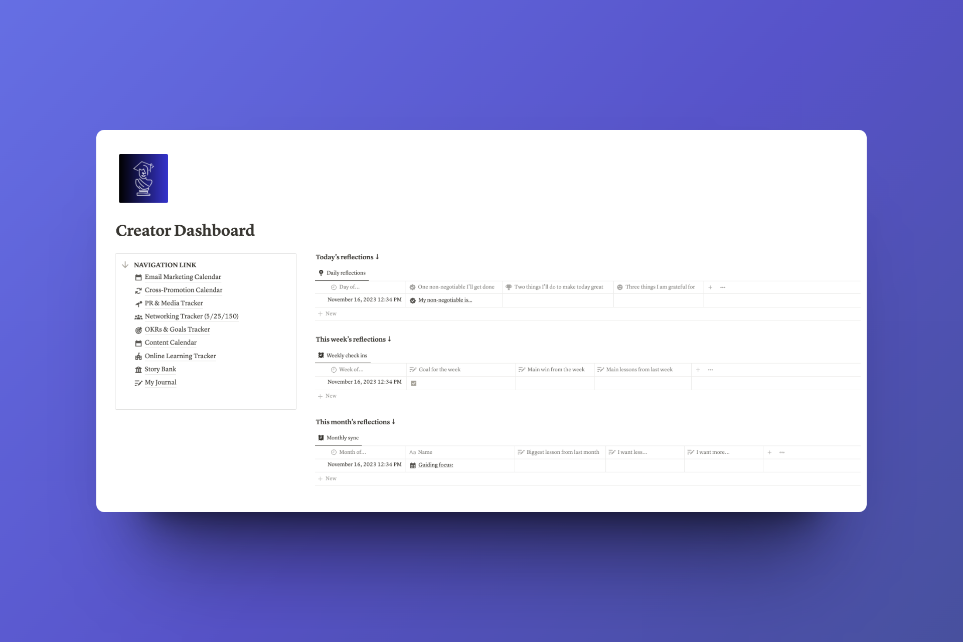 Notion Creator Template Pack