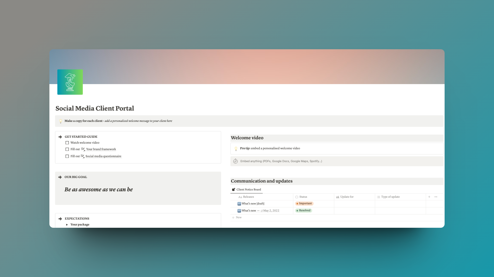Notion Social Media Client Portal