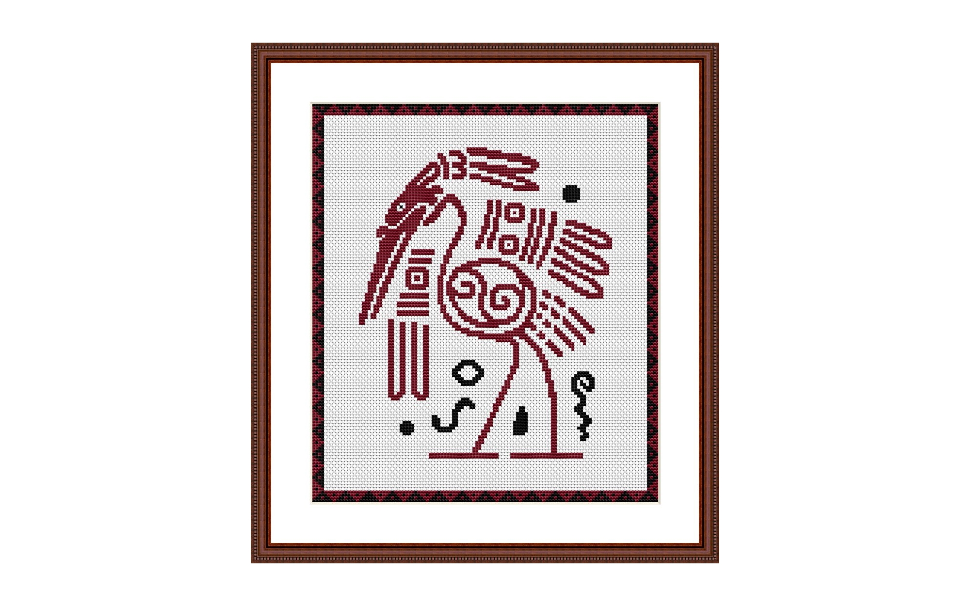 Heron. Native American Art Cross Stitch Pattern