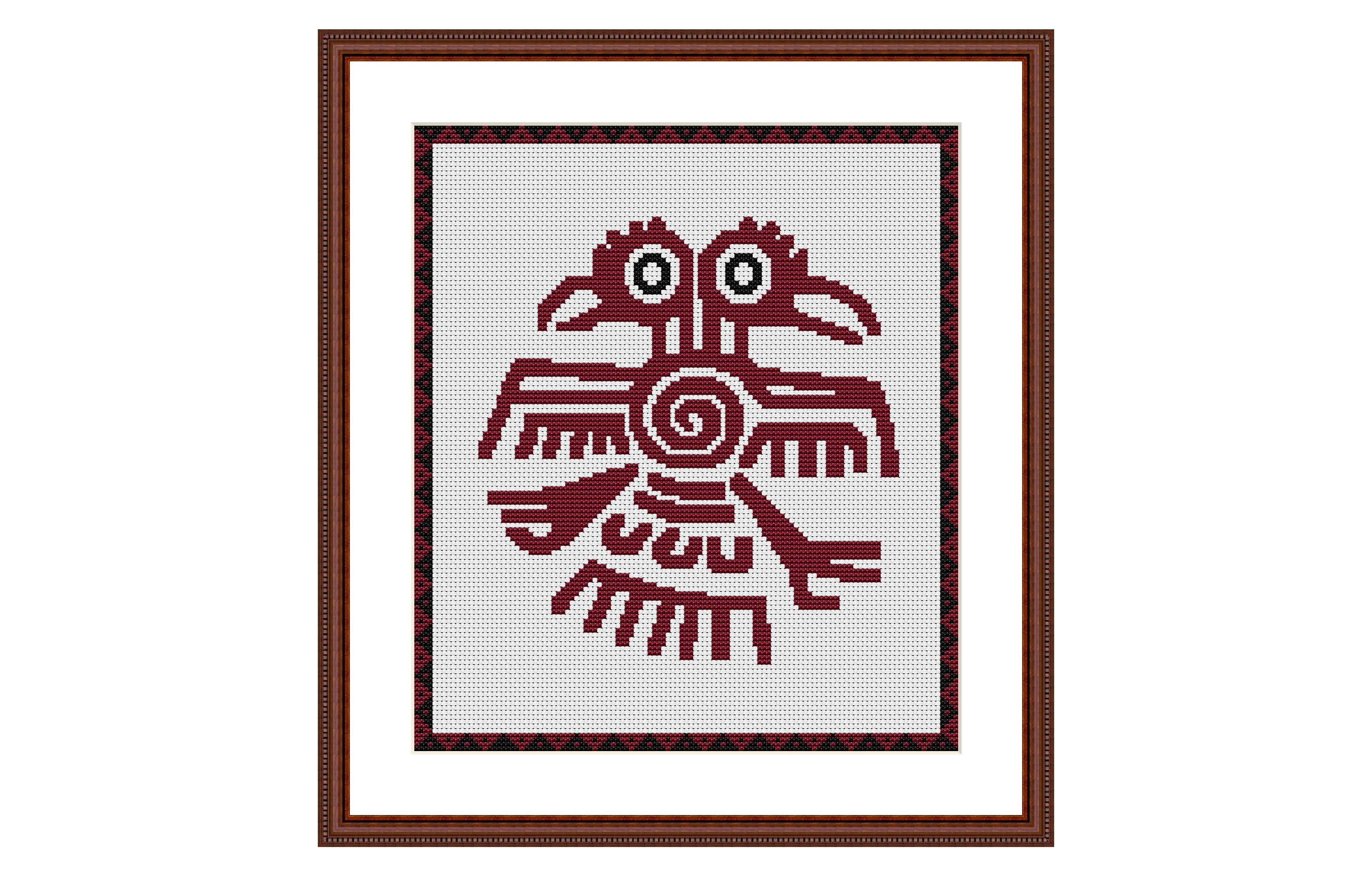 Two-Headed Bird. Native American Art Cross Stitch Pattern