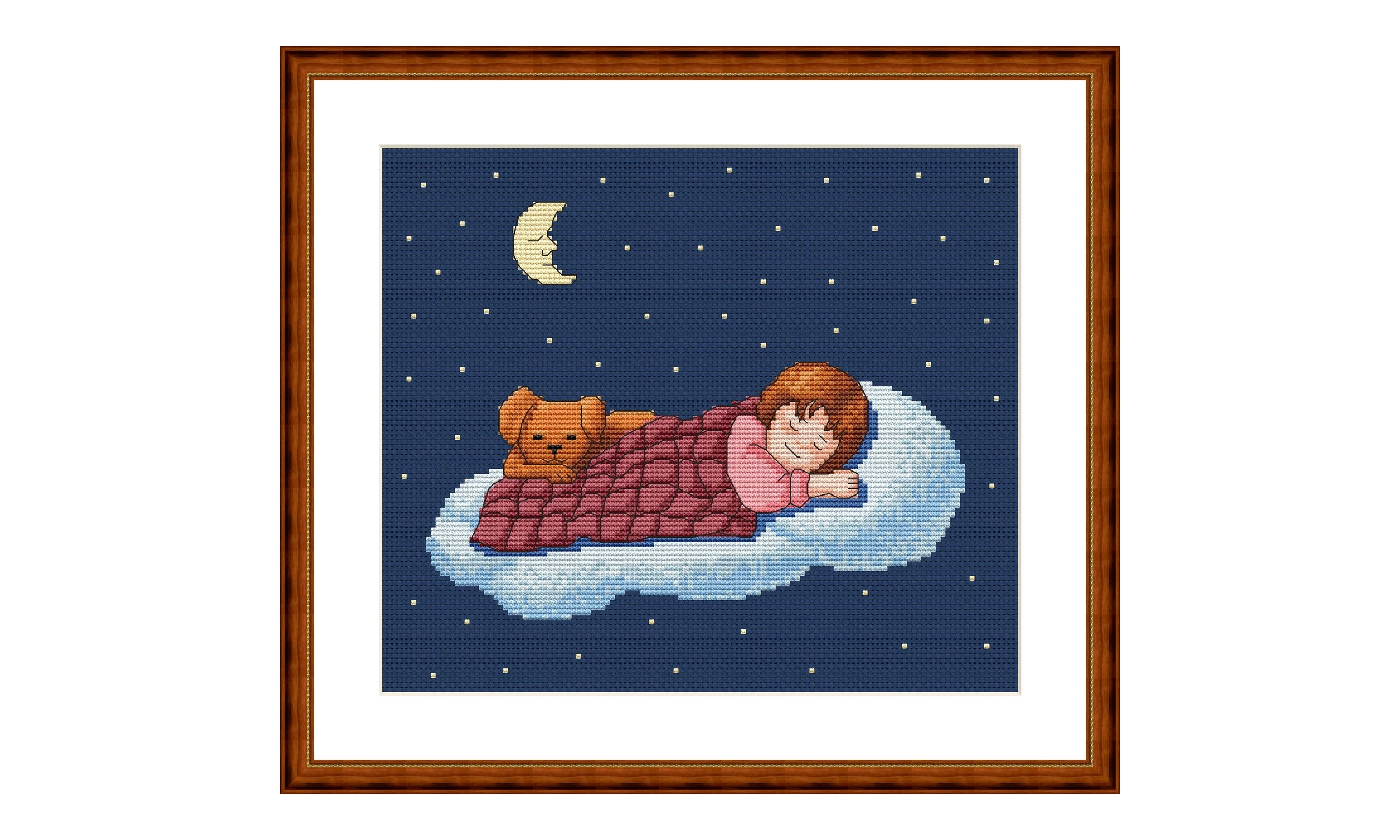 Sleeping Girl Cross Stitch Pattern