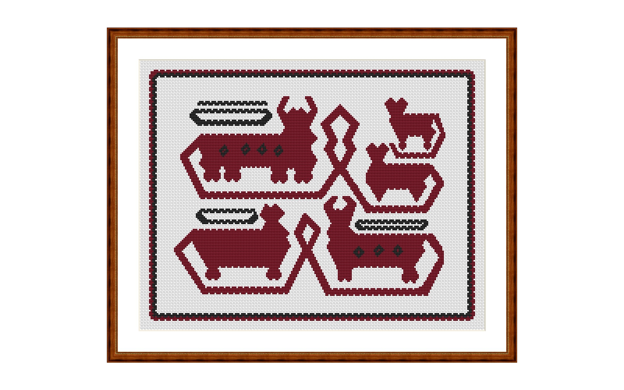 Cows. Native American Art Cross Stitch Pattern