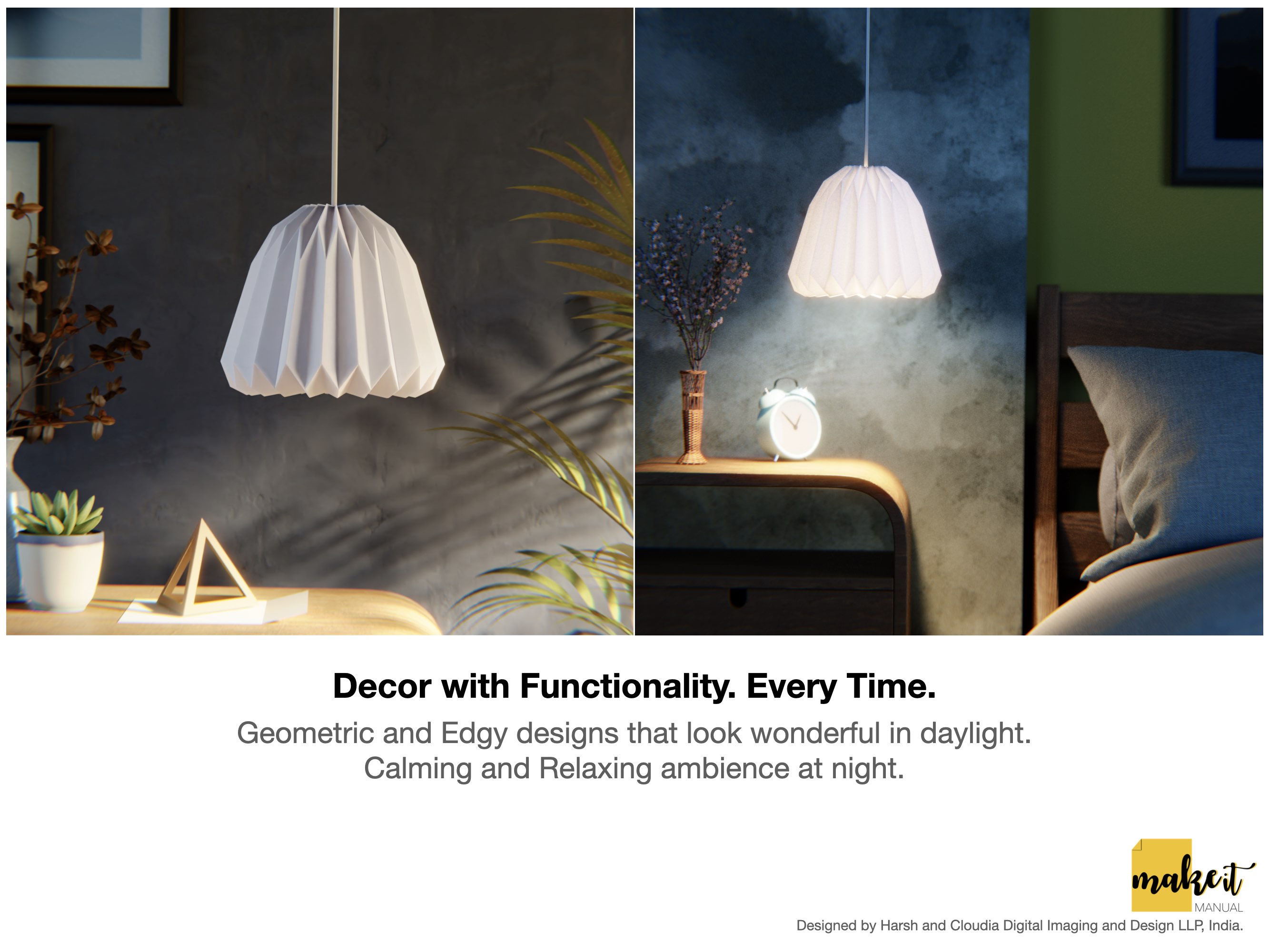 DIY Origami Paper Lampshade, Printable paper craft pdf template