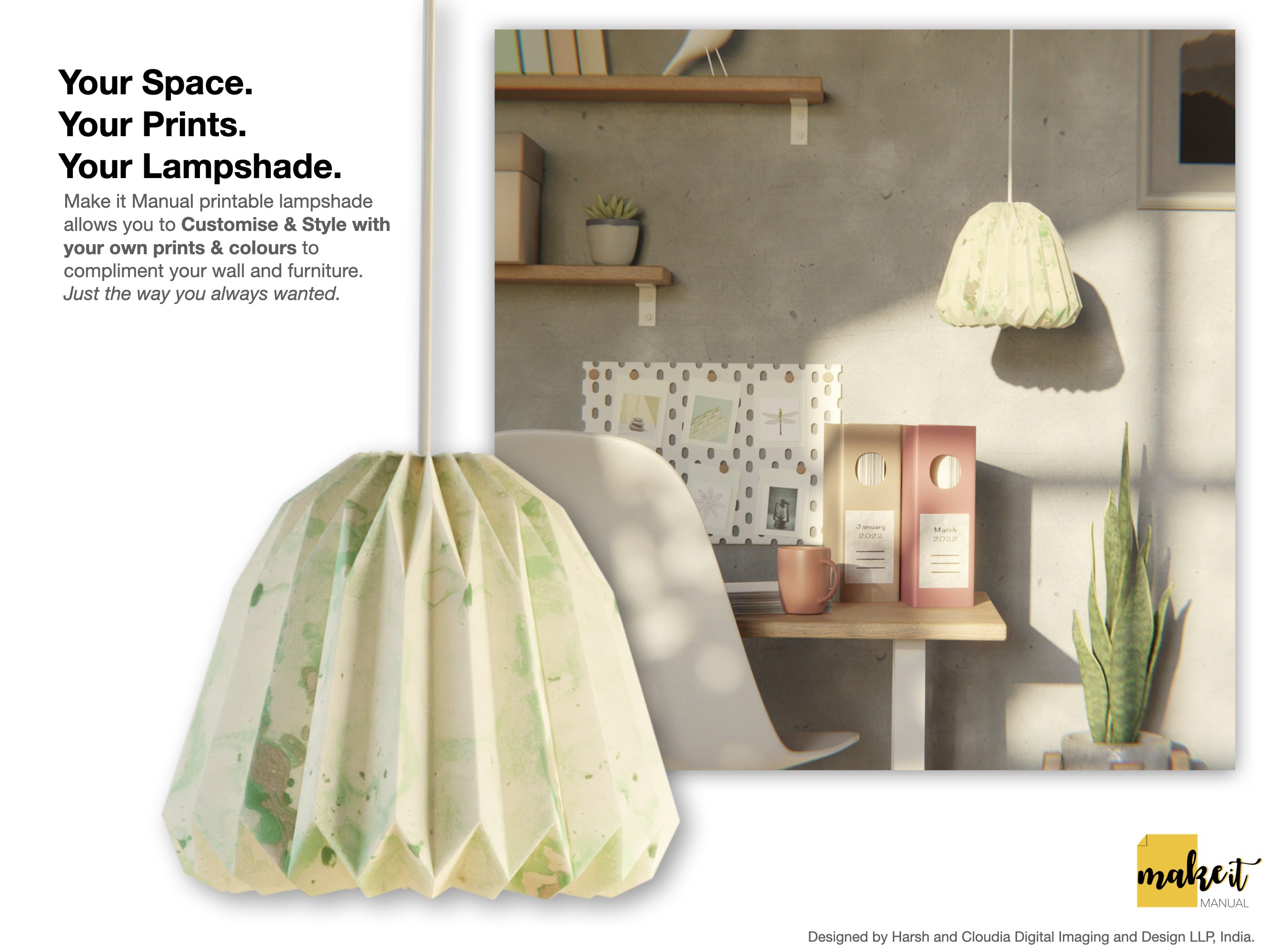 DIY Origami Paper Lampshade, Printable paper craft pdf template