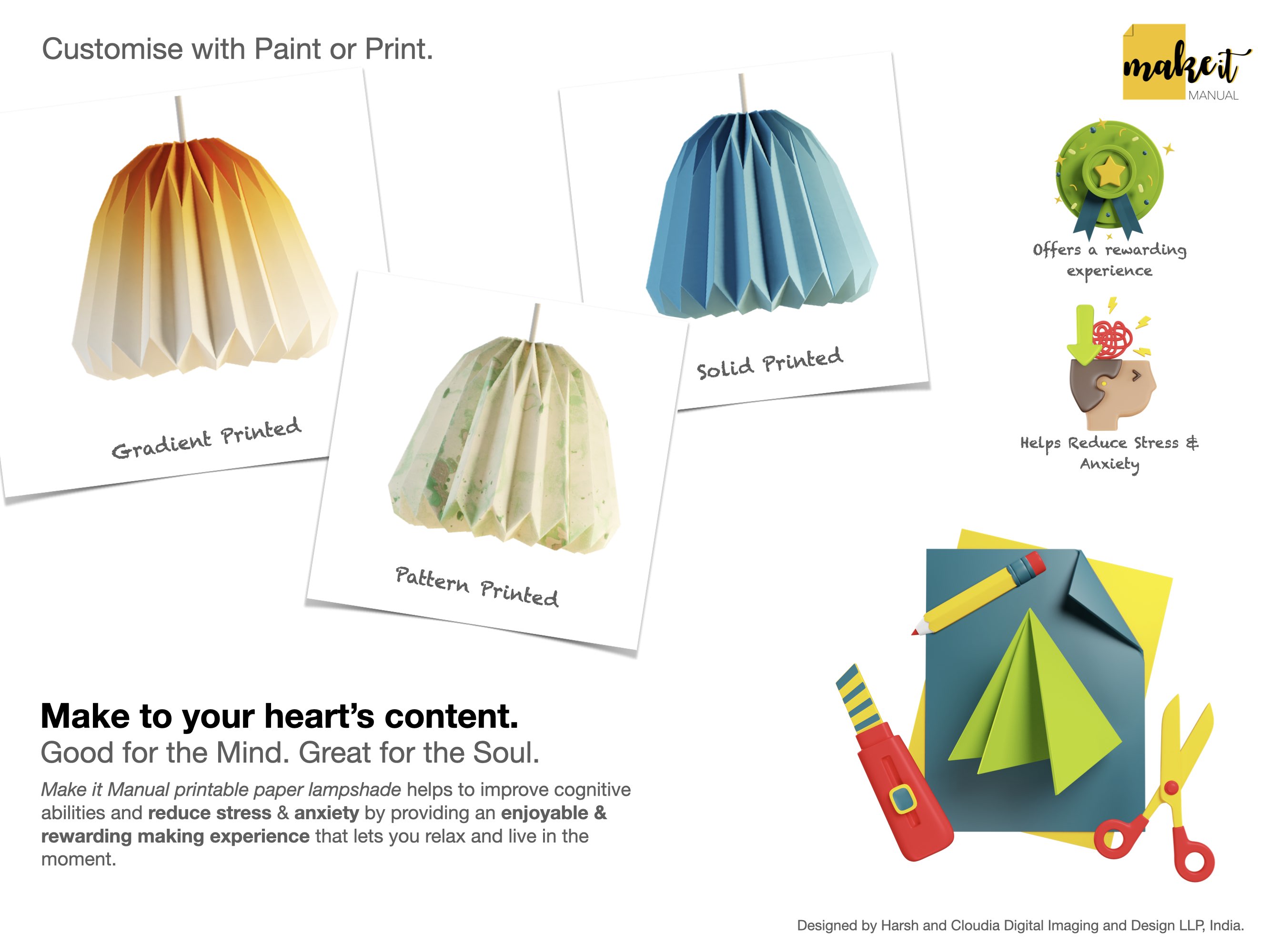DIY Origami Paper Lampshade, Printable paper craft pdf template