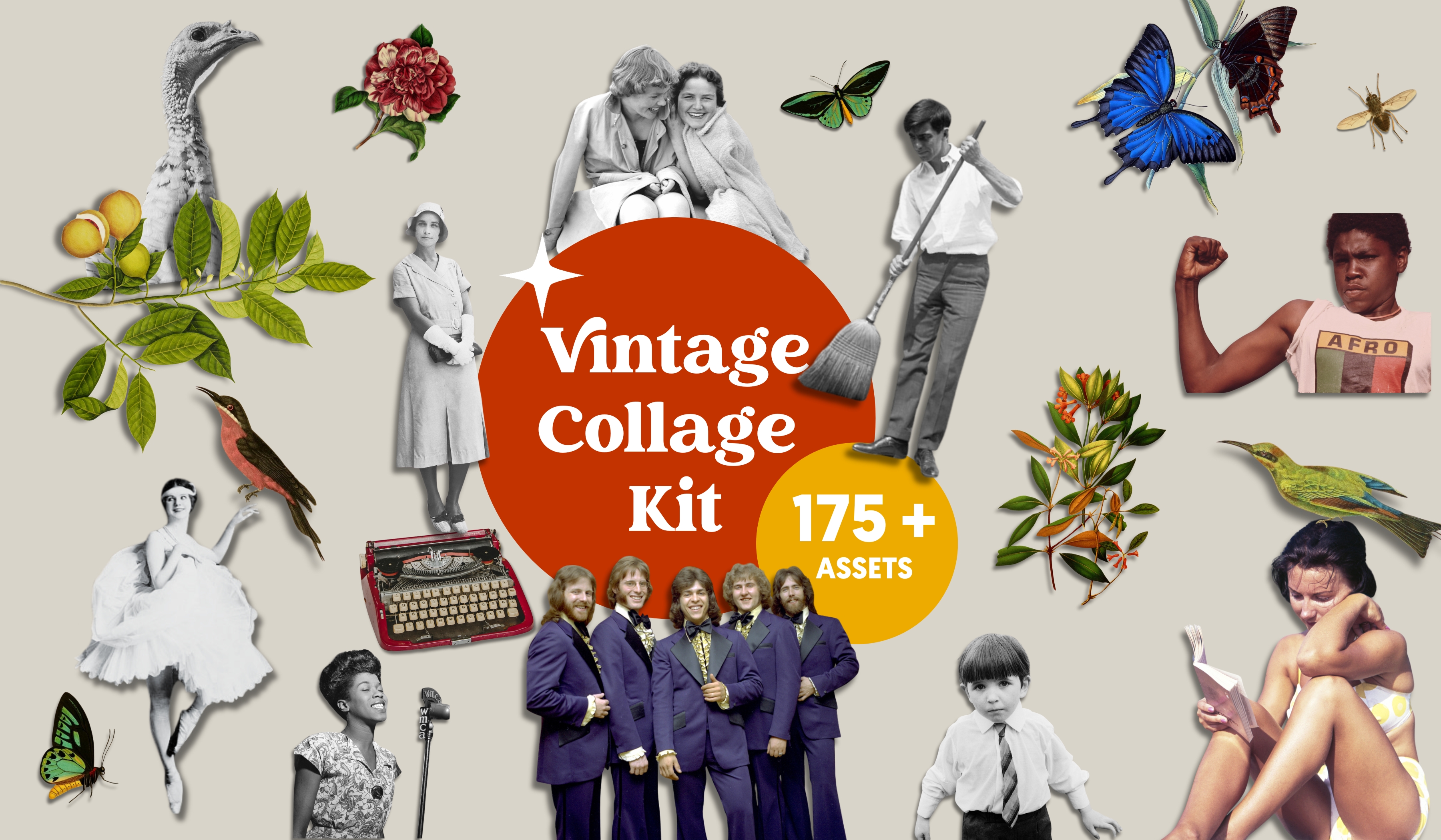 Vintage Collage Kit | 175 Curated Assets for Creative Collage