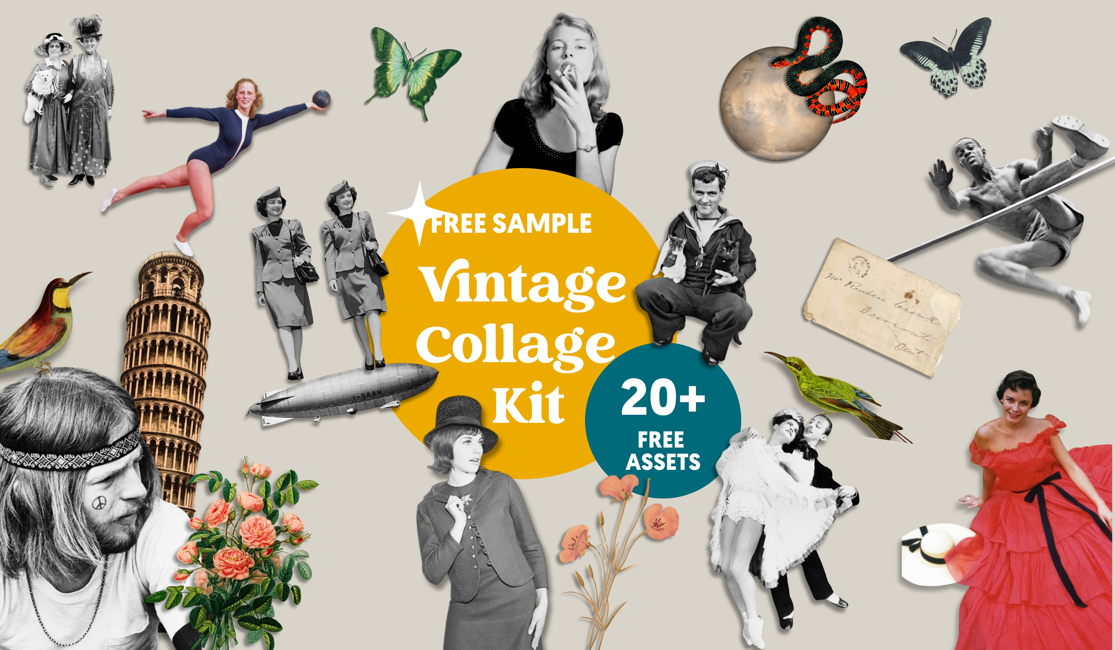 Vintage Collage Kit | 175 Curated Assets for Creative Collage