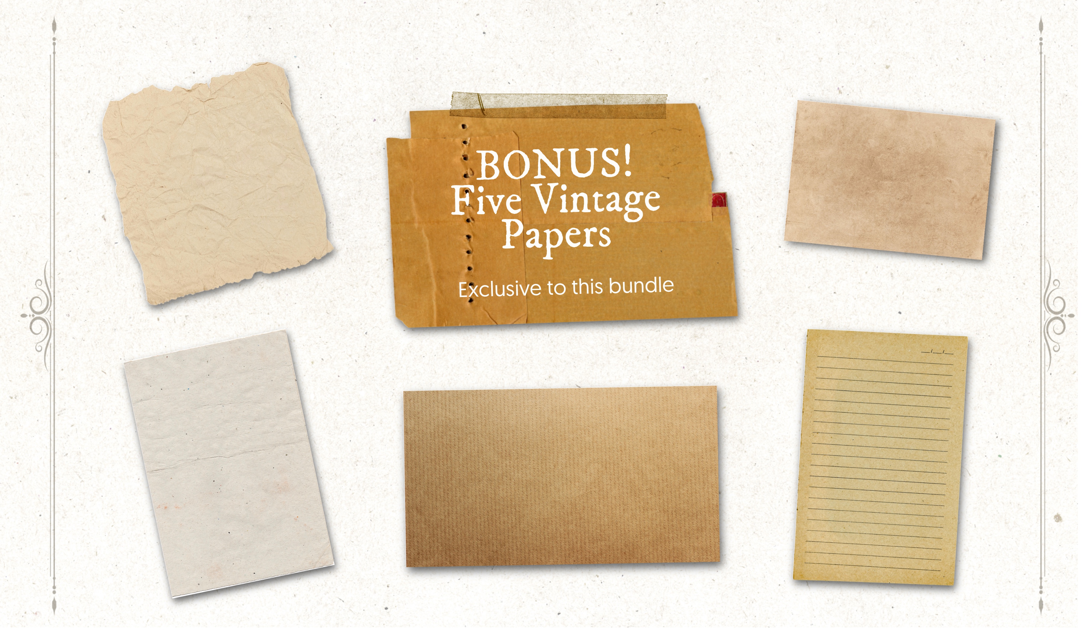 Vintage Ephemera Procreate Stamps | 30 Brushes + 5 Bonus Papers