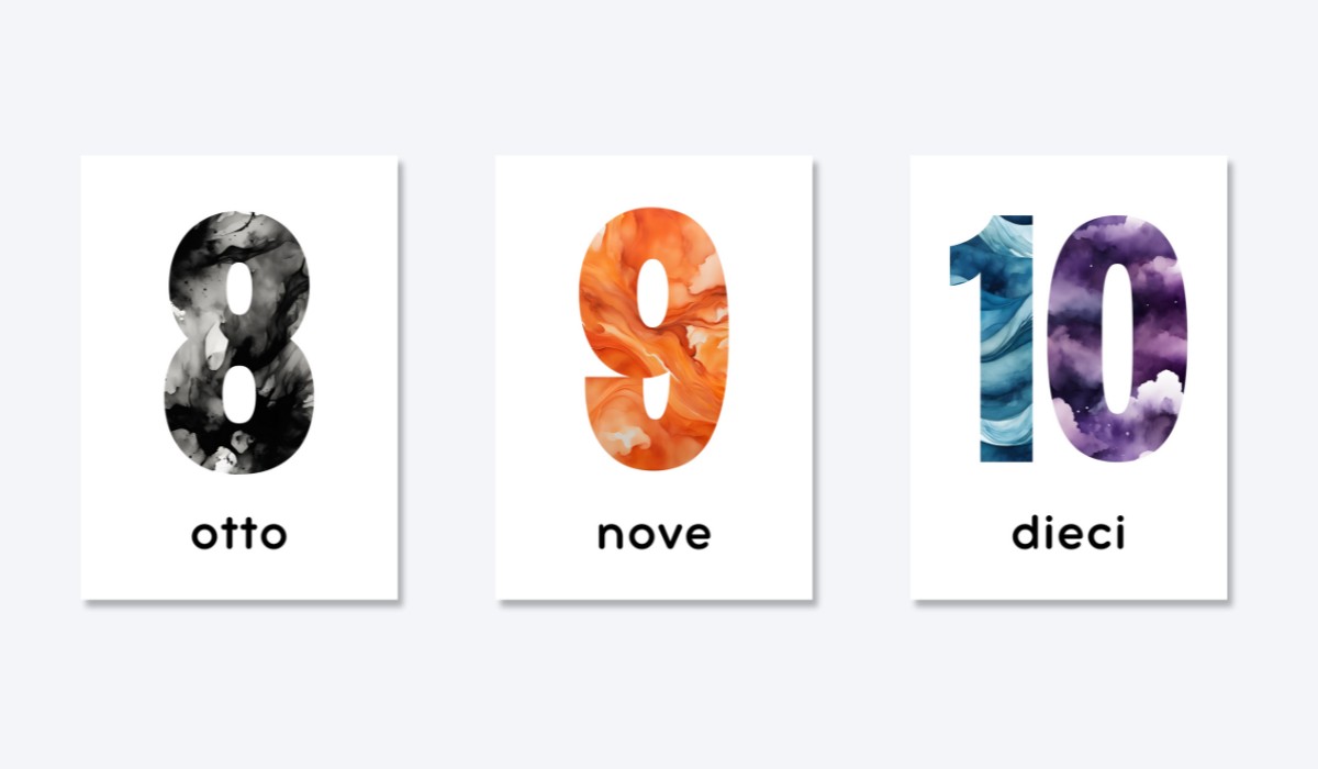 ITALIAN 0-10 NUMBER FLASHCARDS