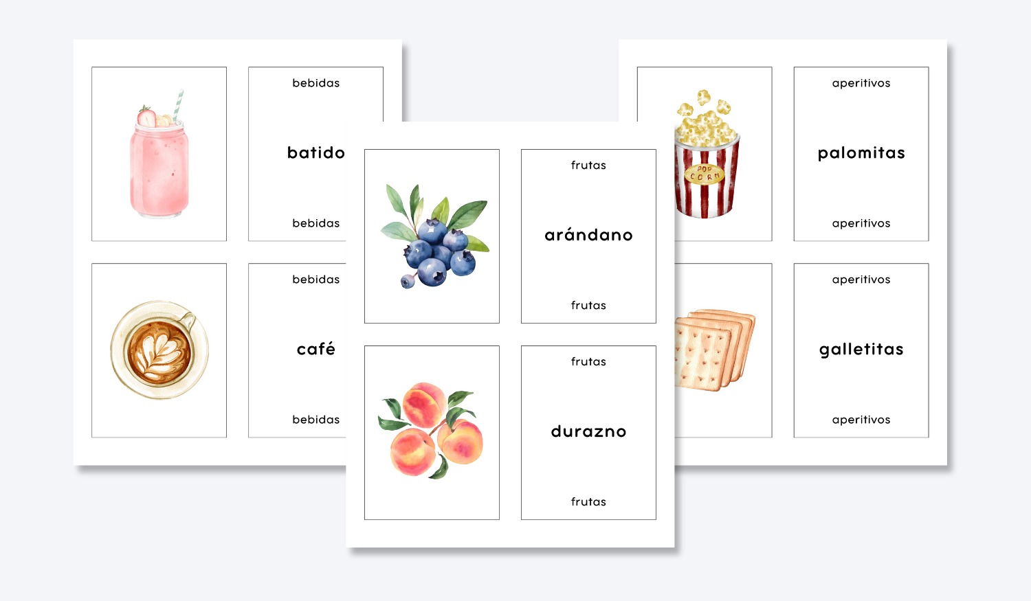 SPANISH FOOD GROUP FLASHCARDS