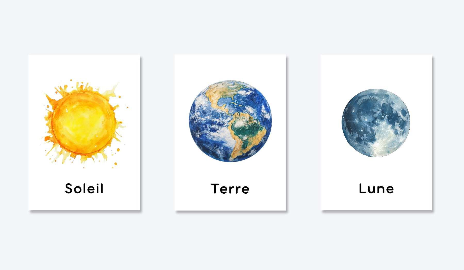 FRENCH SOLAR SYSTEM FLASHCARDS