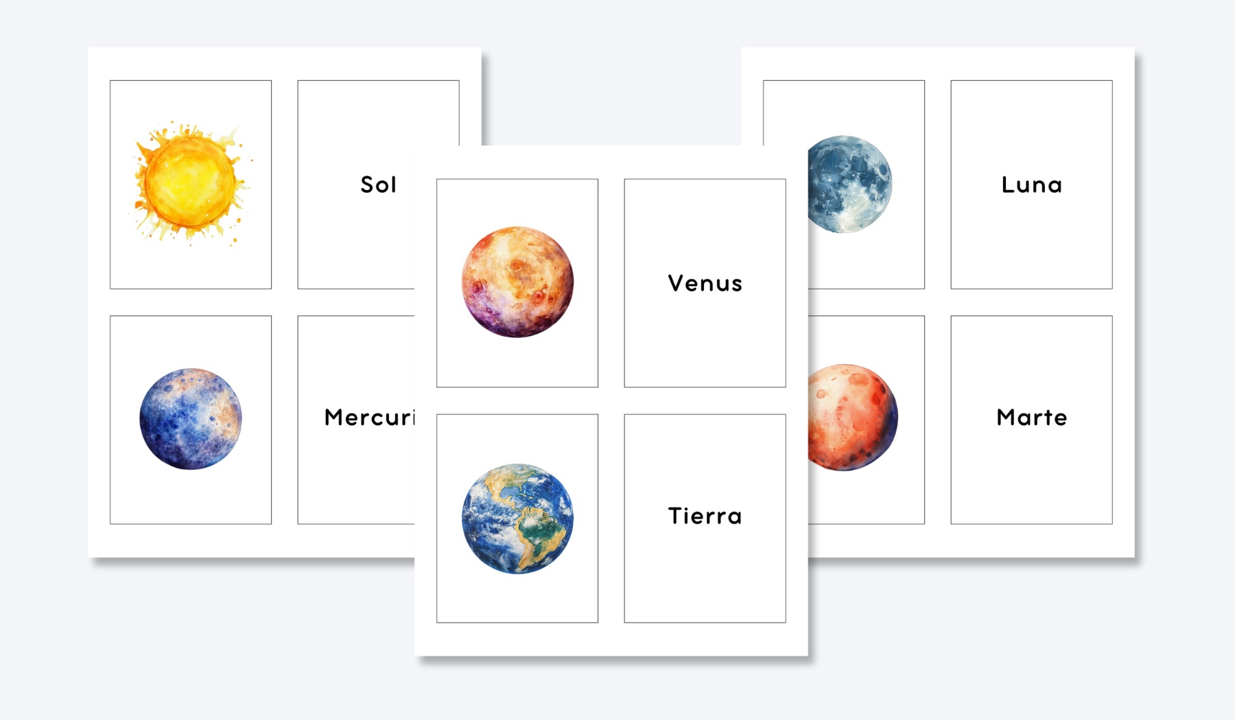 SPANISH SOLAR SYSTEM FLASHCARDS