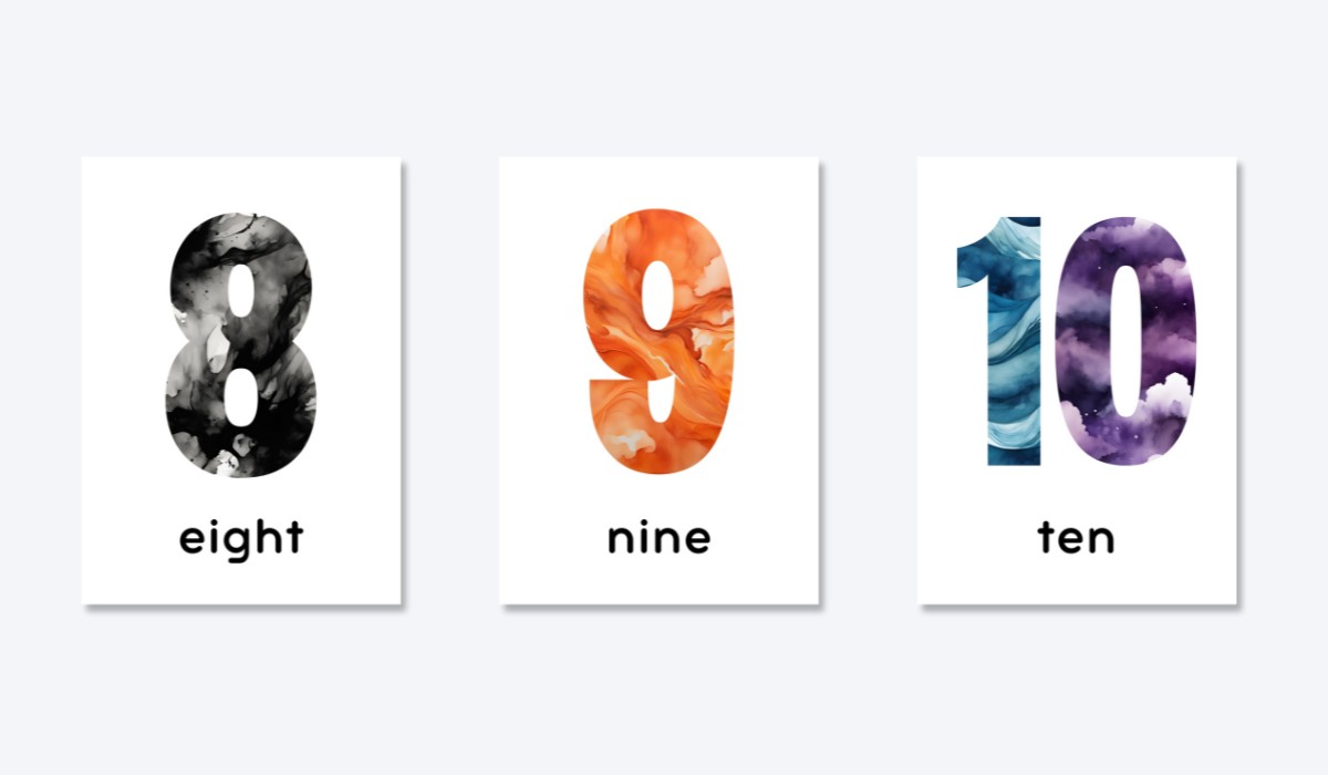 ENGLISH 0-10 NUMBER FLASHCARDS