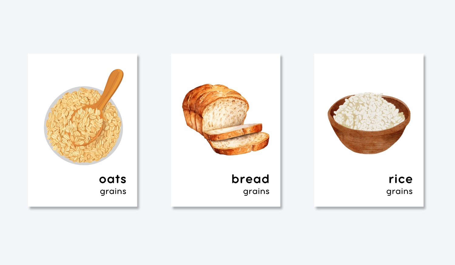 ENGLISH FOOD GROUP FLASHCARDS