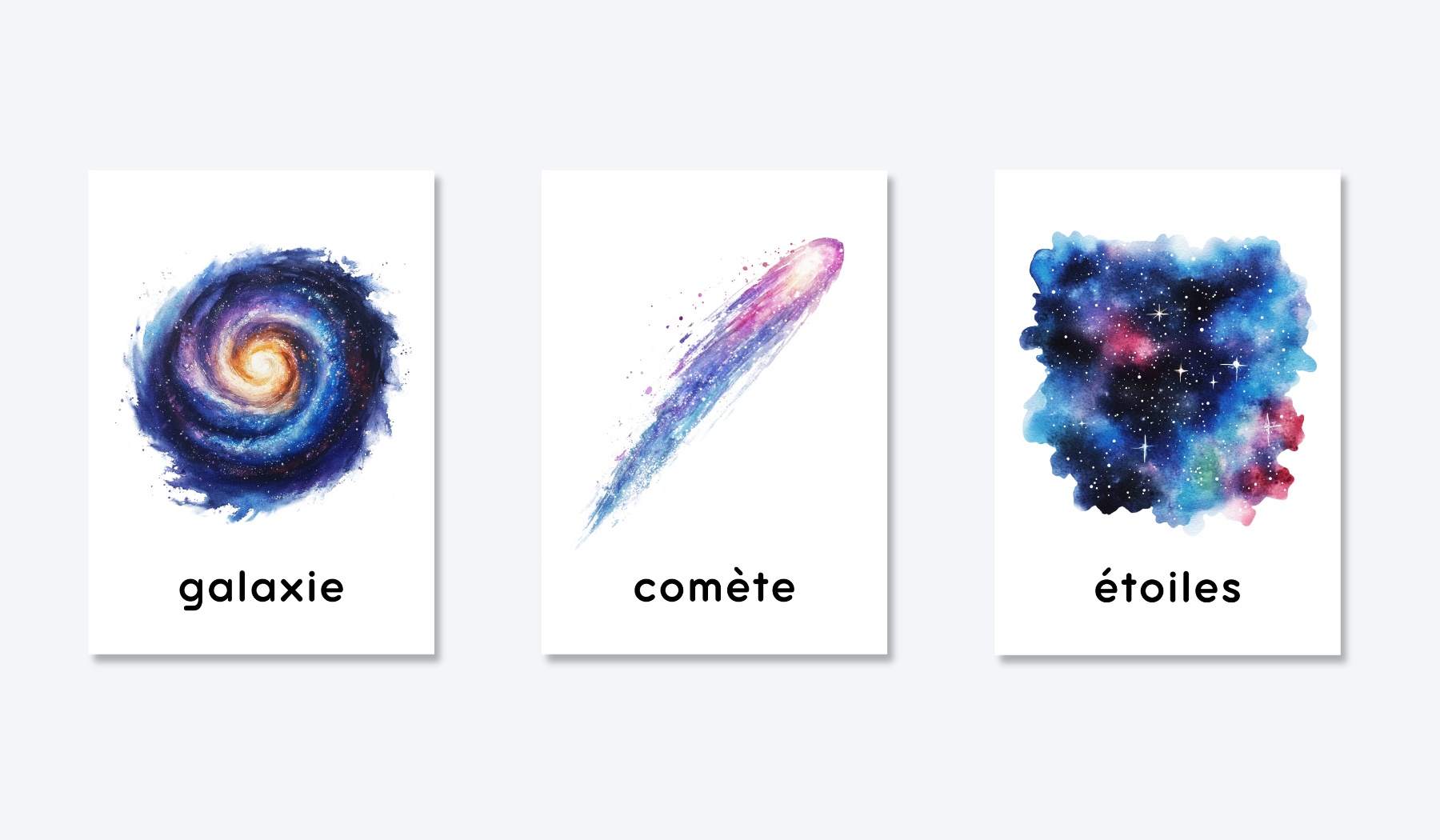FRENCH SOLAR SYSTEM FLASHCARDS