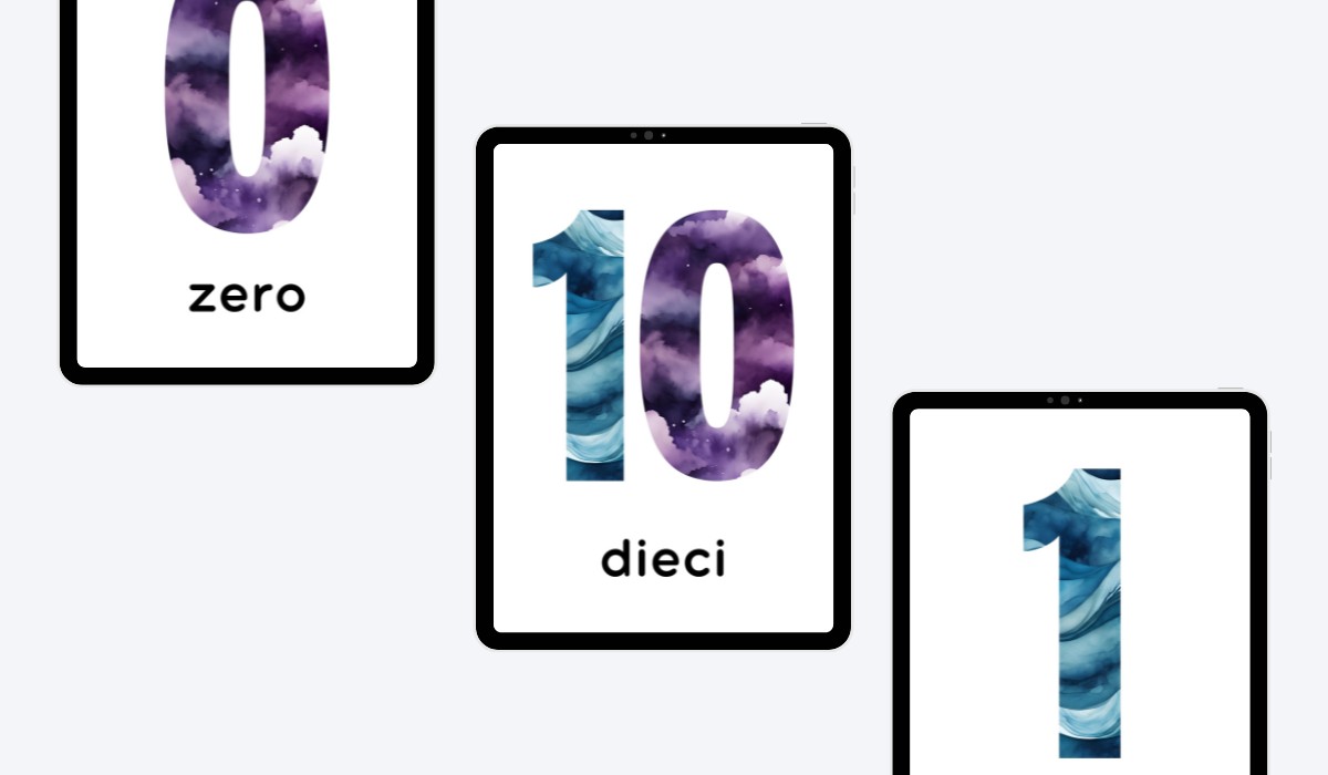 ITALIAN 0-10 NUMBER FLASHCARDS