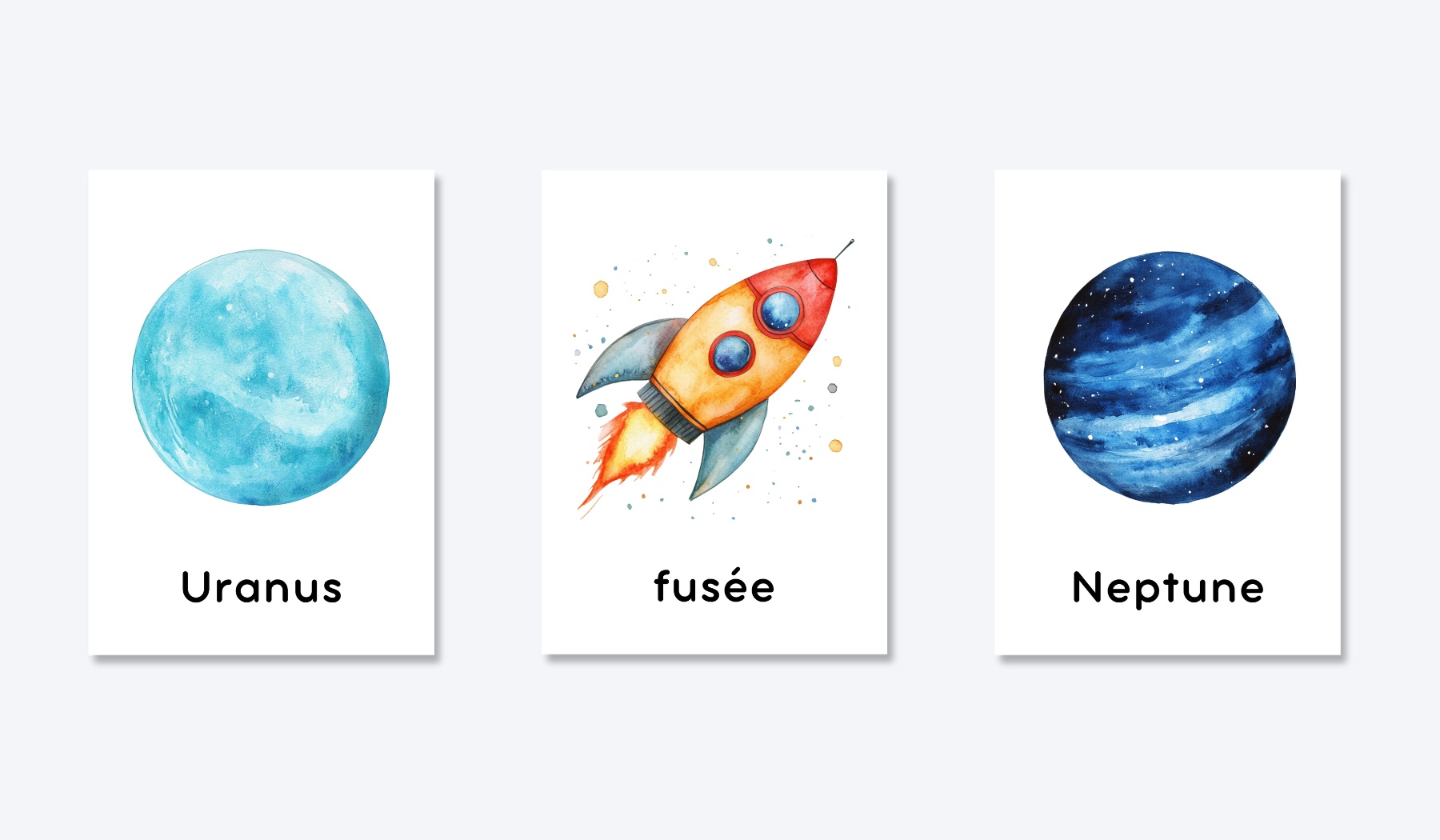 FRENCH SOLAR SYSTEM FLASHCARDS