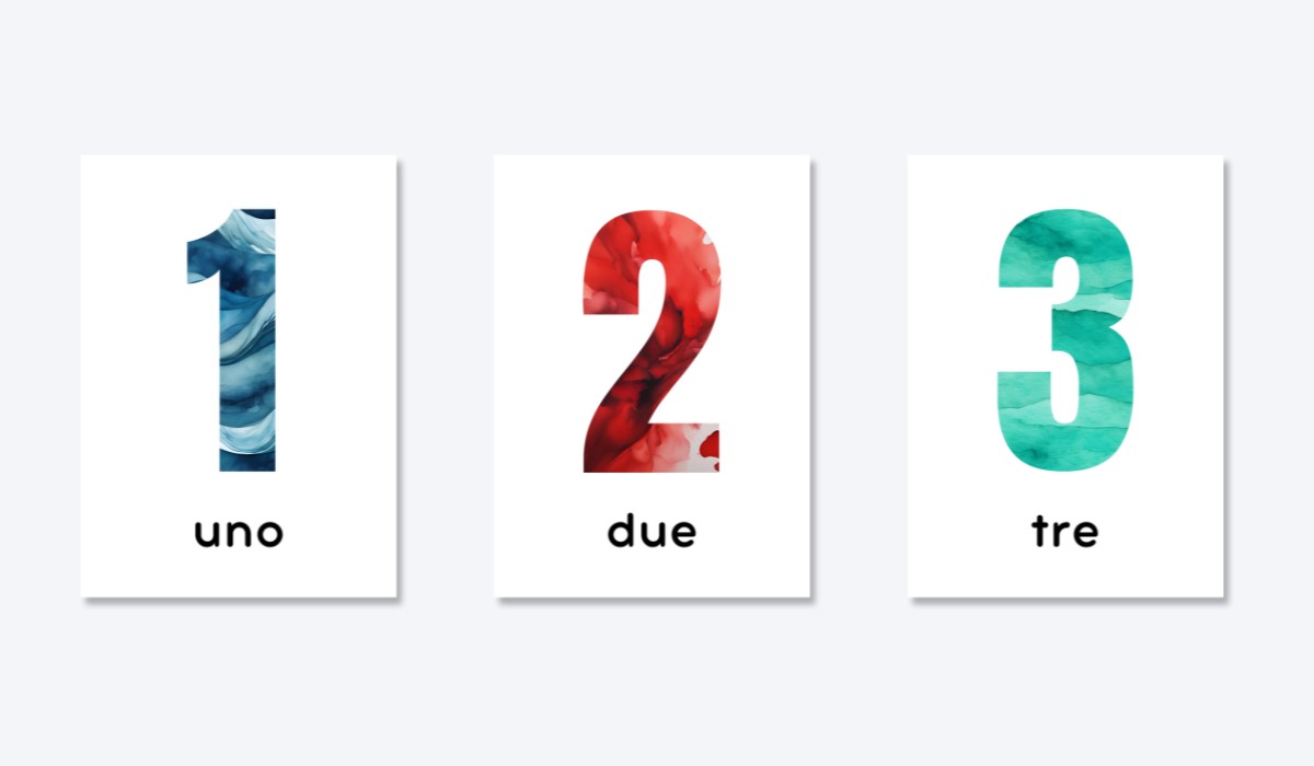 ITALIAN 0-10 NUMBER FLASHCARDS