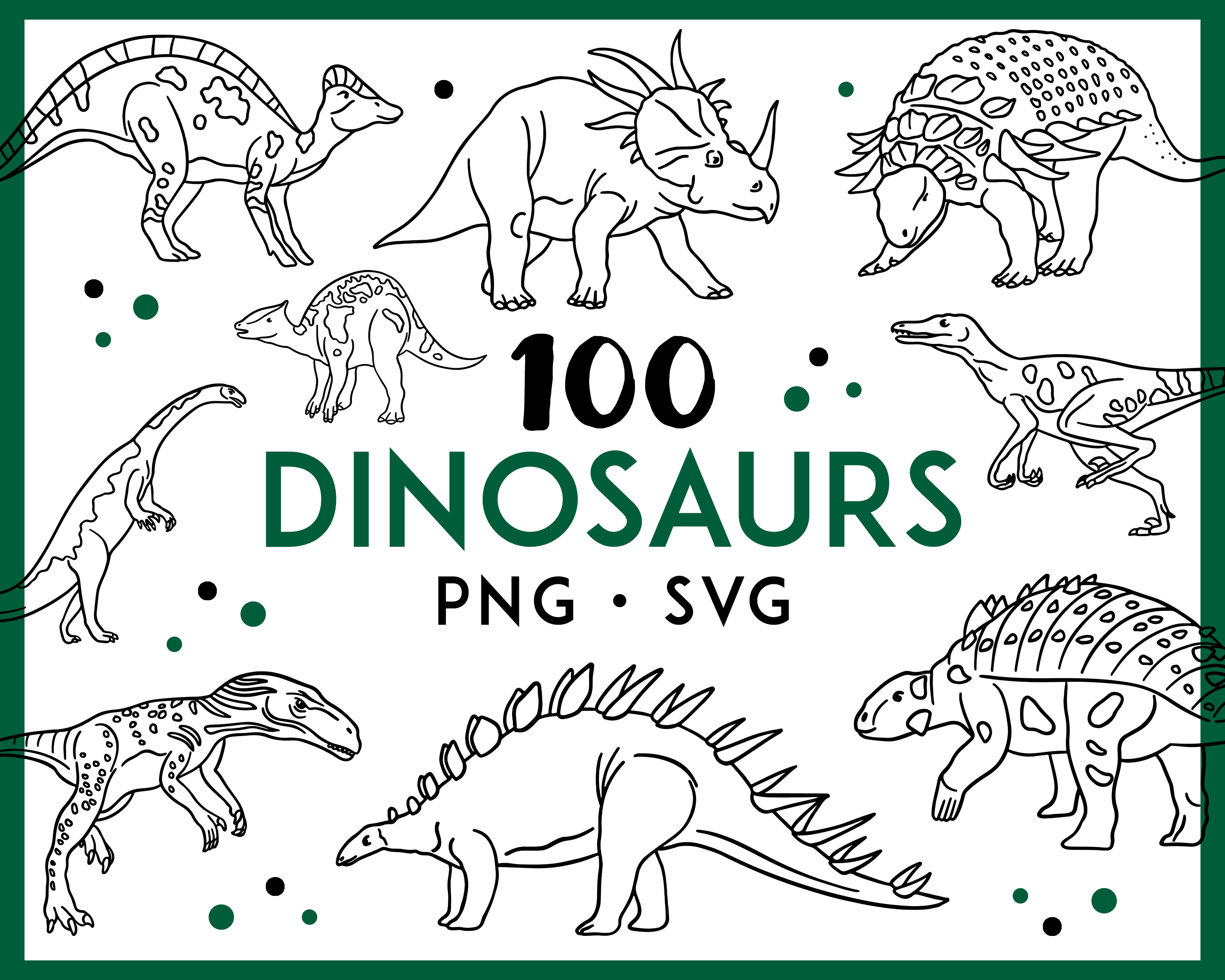 100 Dinosaurs Clip Art Bundle