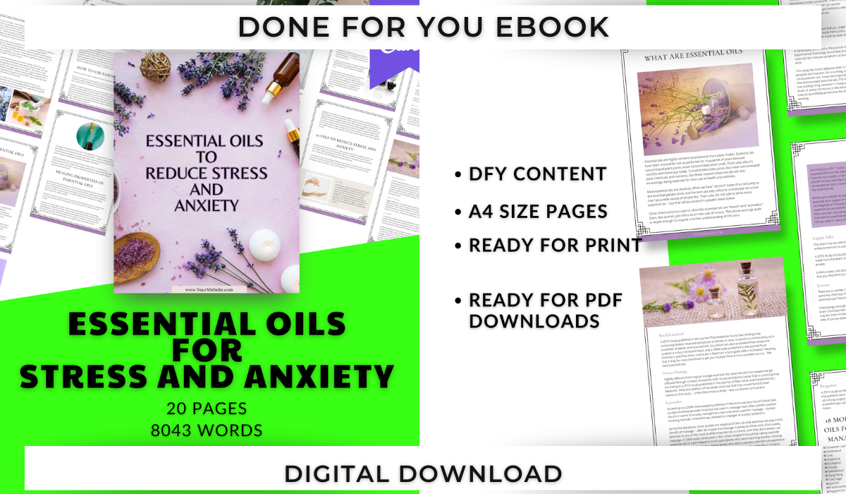 Essential Oils for Stress And Anxiety | Done For You eBook Canva