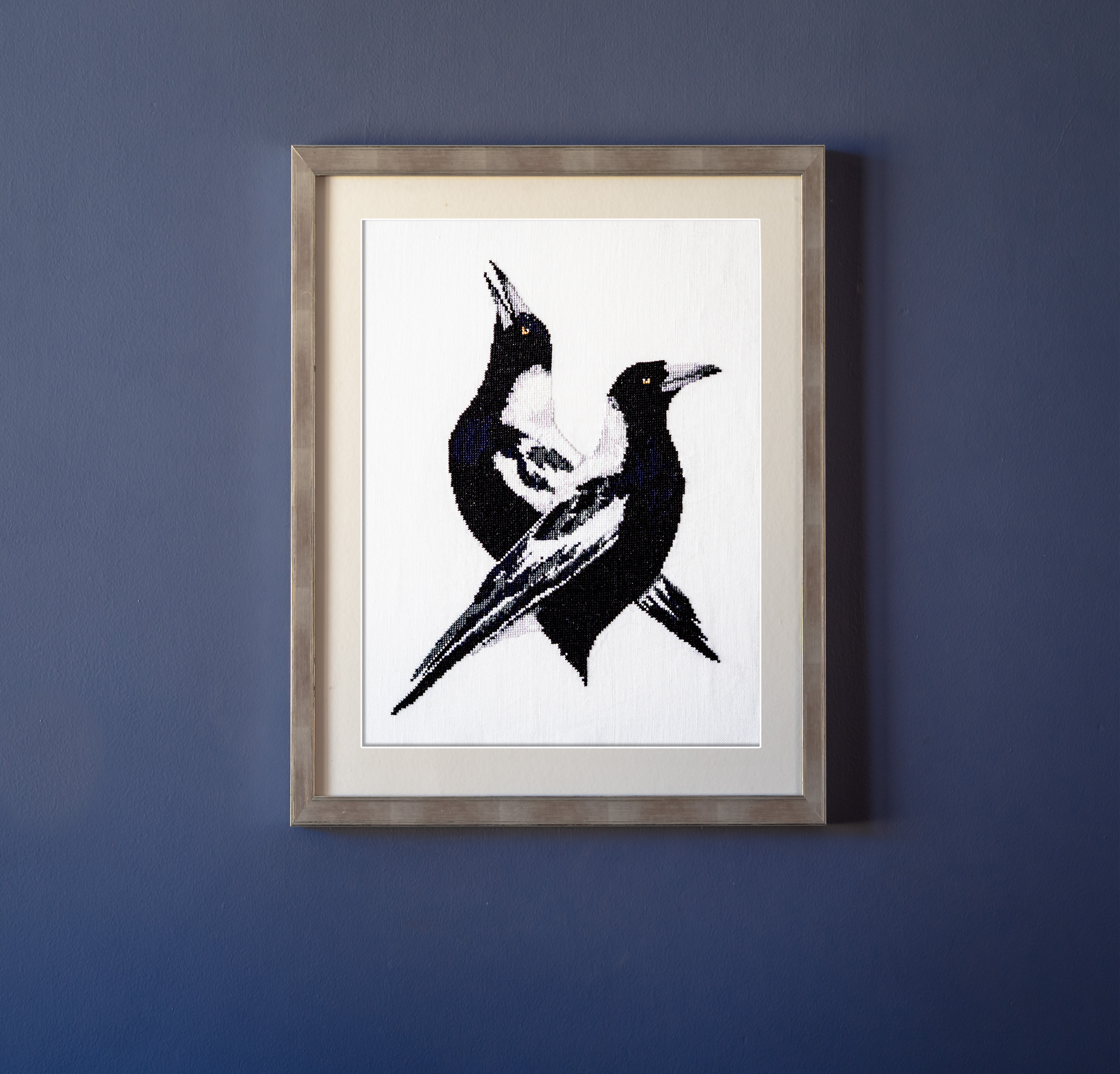 'The Devotees' - Magpie Pair Cross Stitch Design