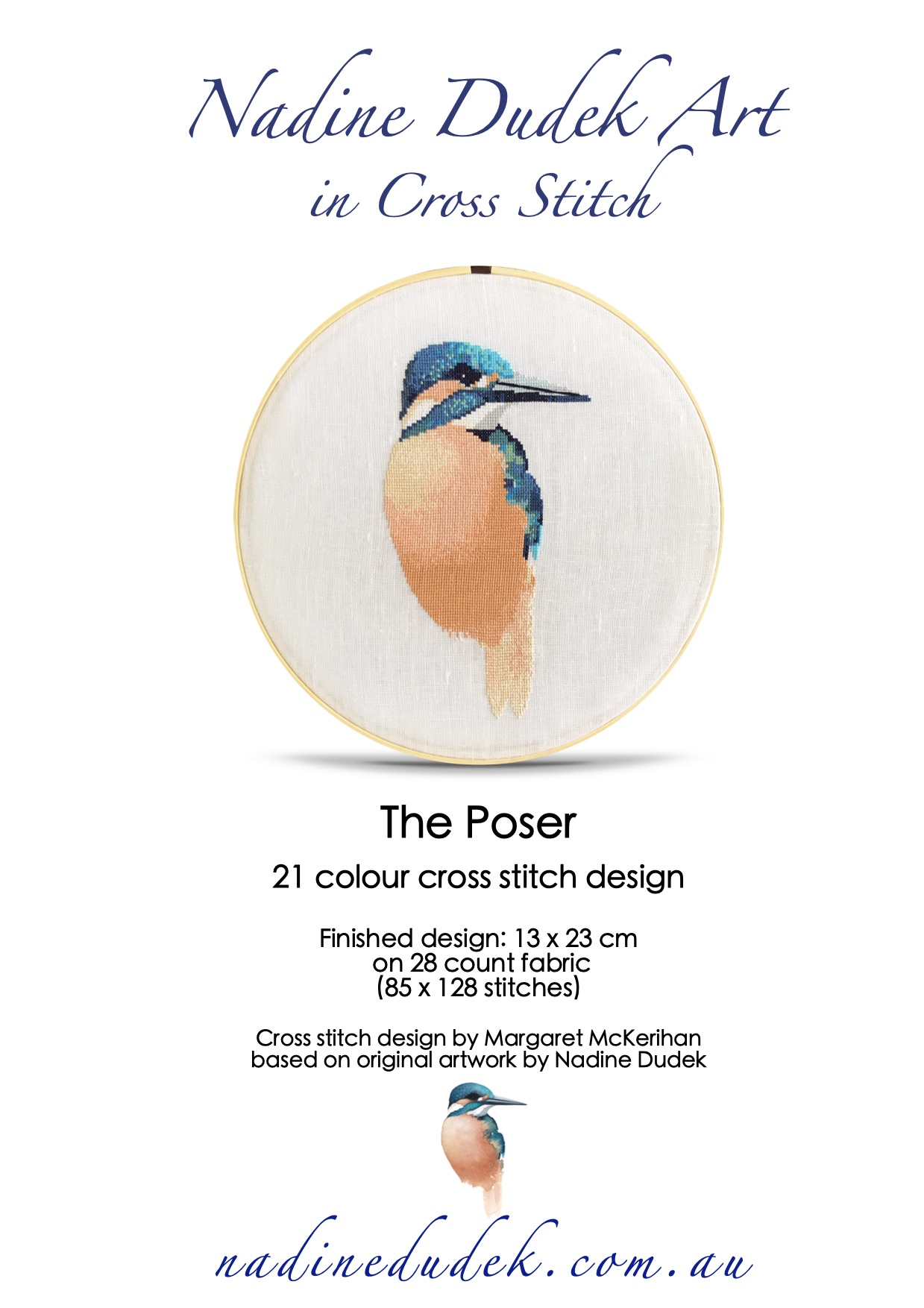 'The Poser' - Kingfisher Cross Stitch Design