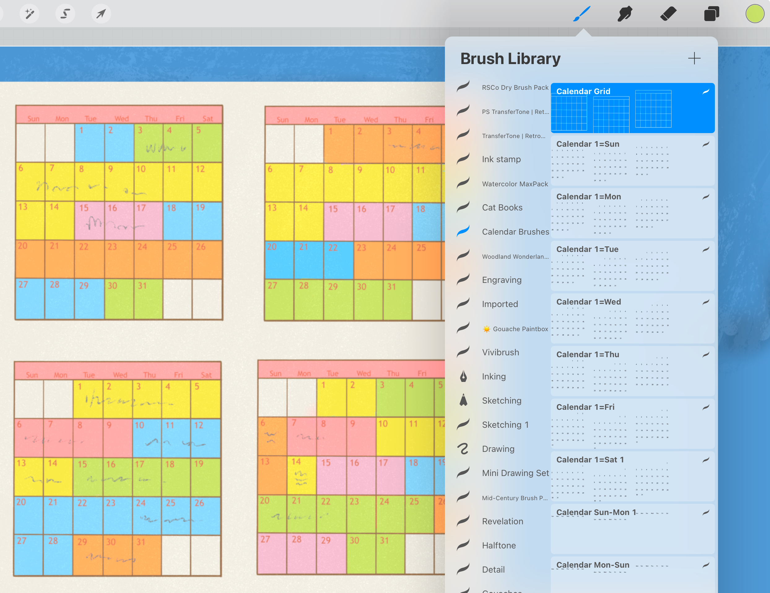 Calendar Stamp Brushes for Procreate 