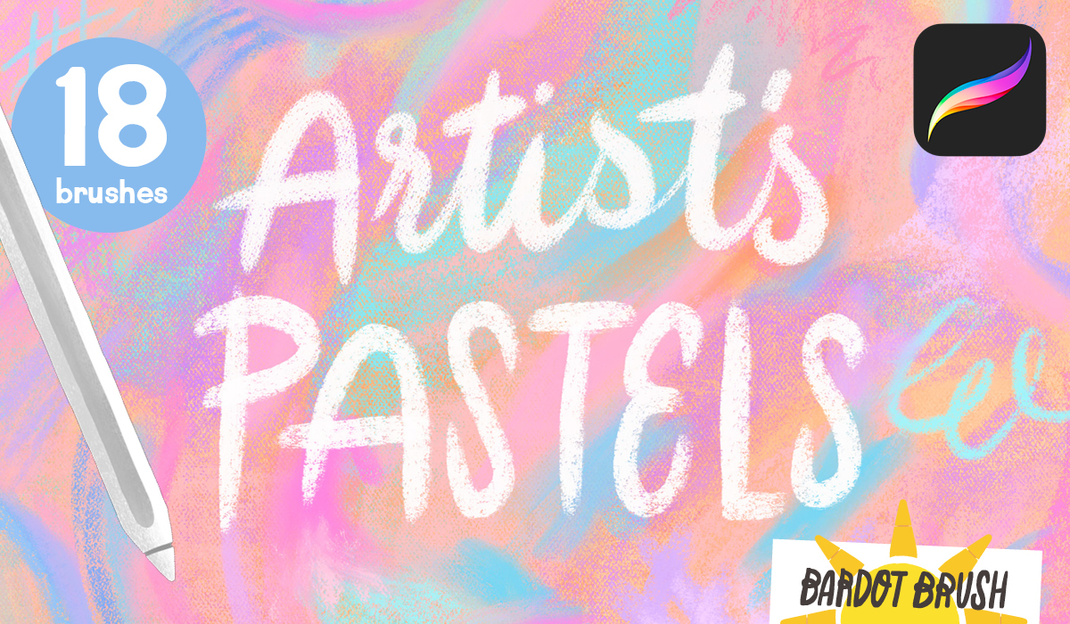 Artist's Pastels - 18 Smudgy, Blendy Procreate Brushes