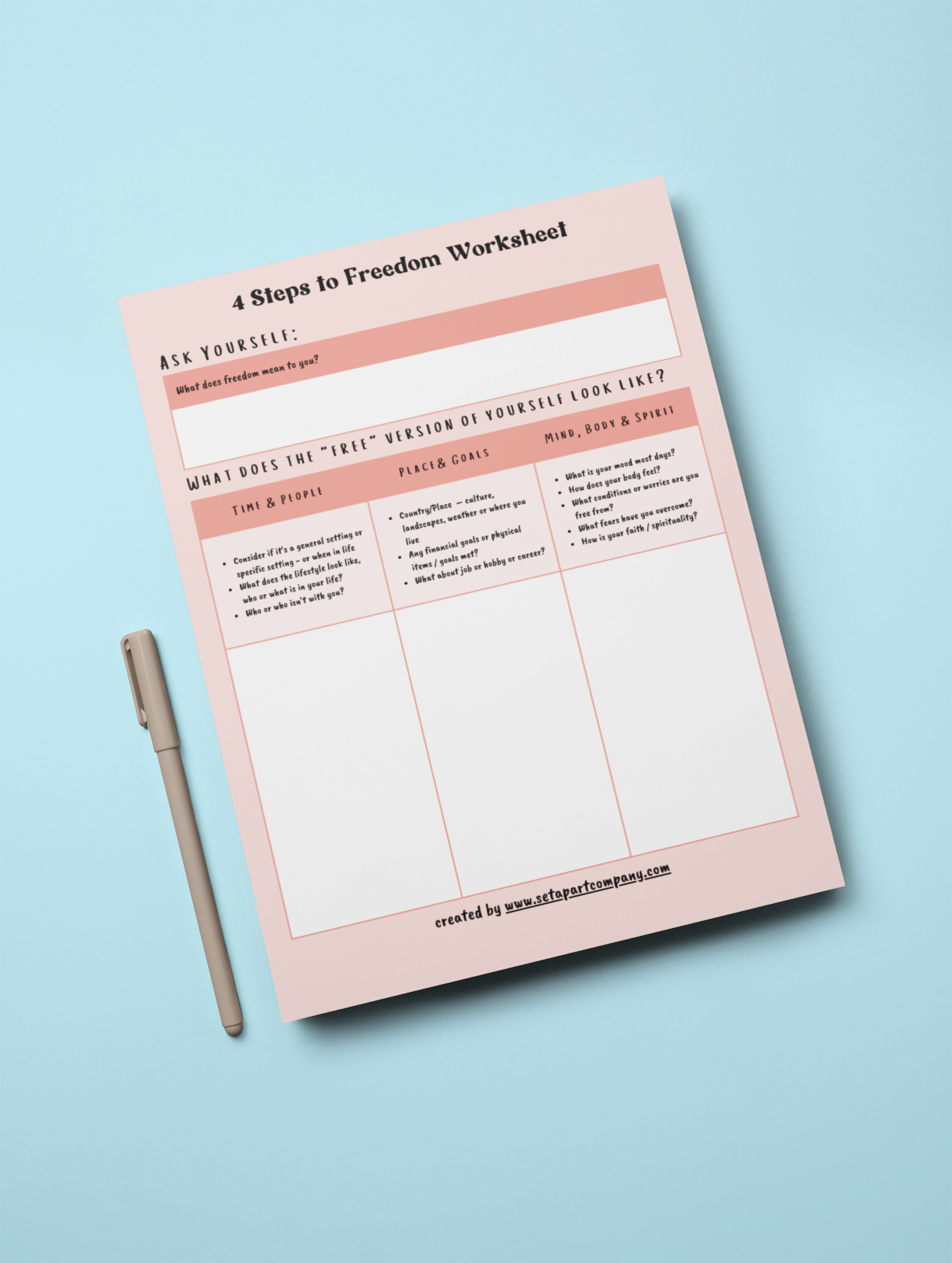 4 Steps to Freedom Worksheet