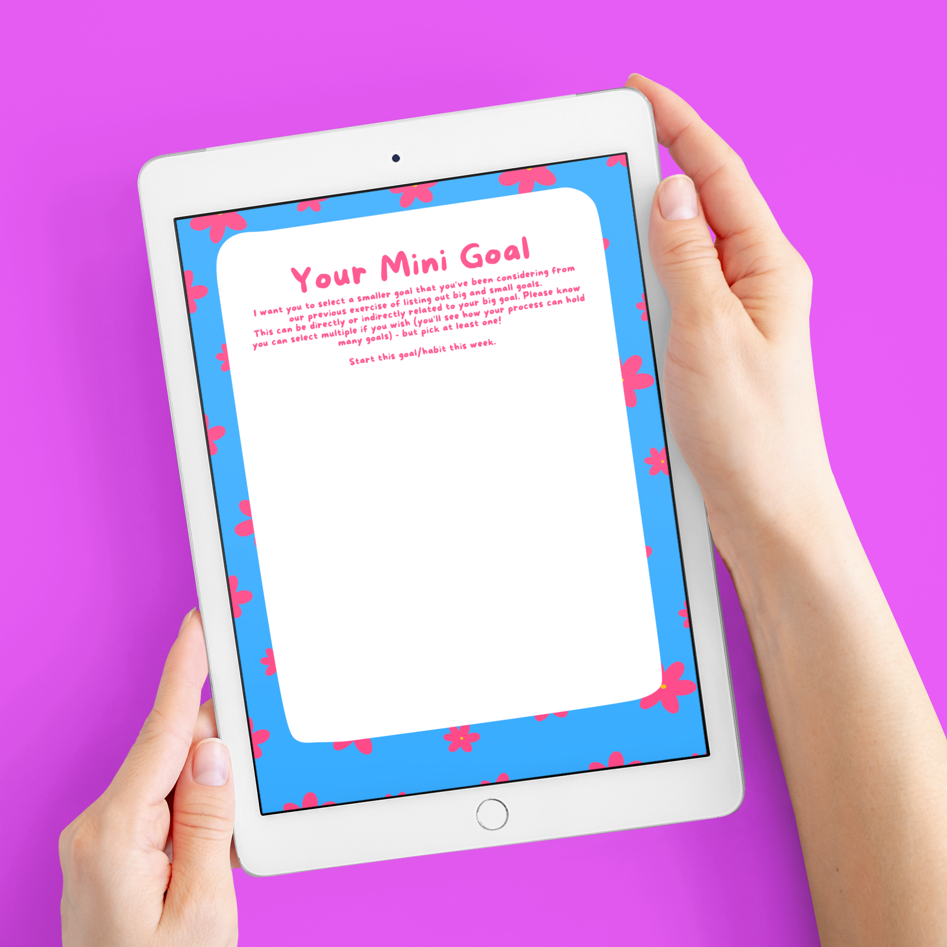 Mini Goals Worksheet
