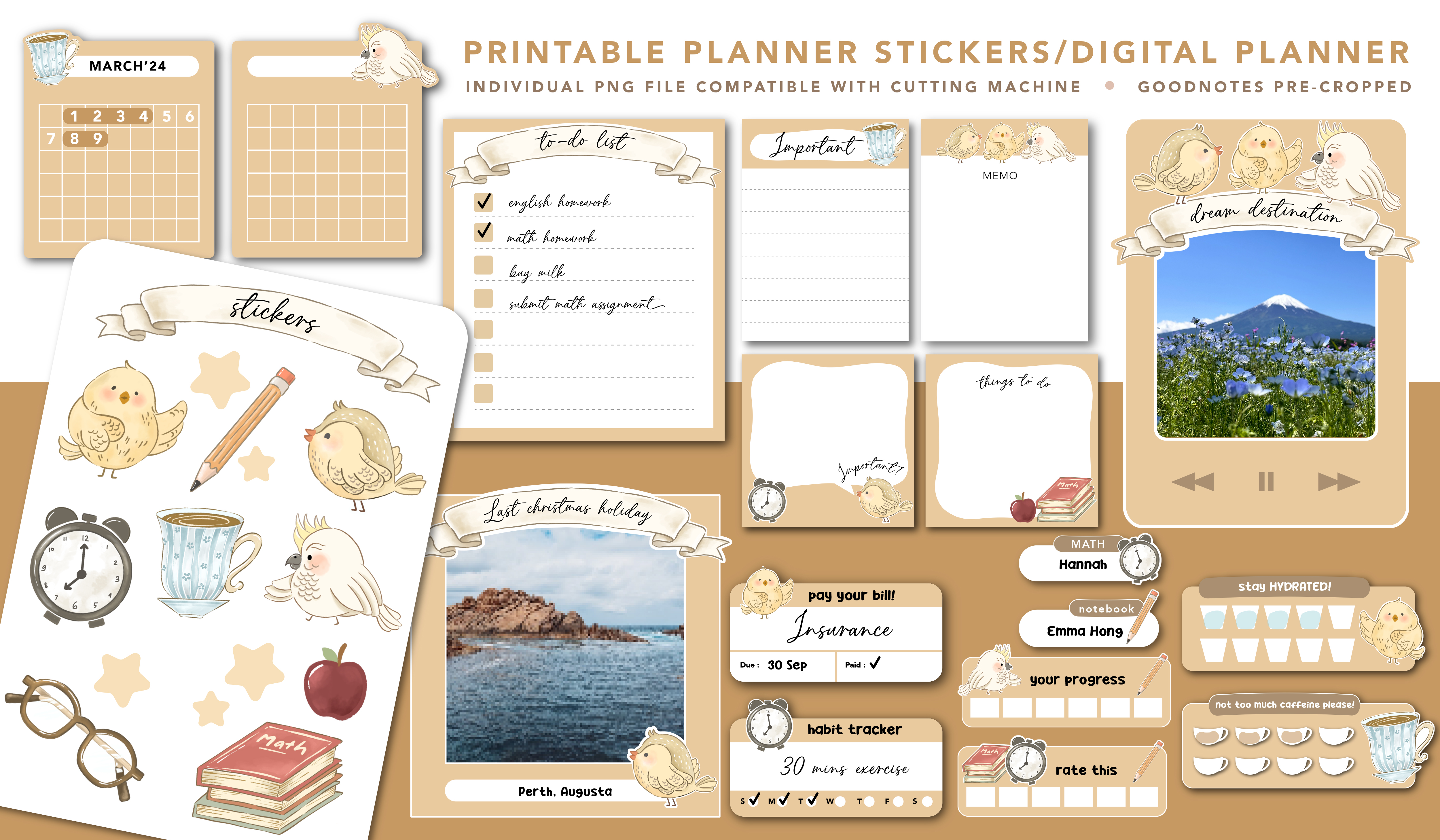 PNG / digital stickers for good notes / Cutting machine