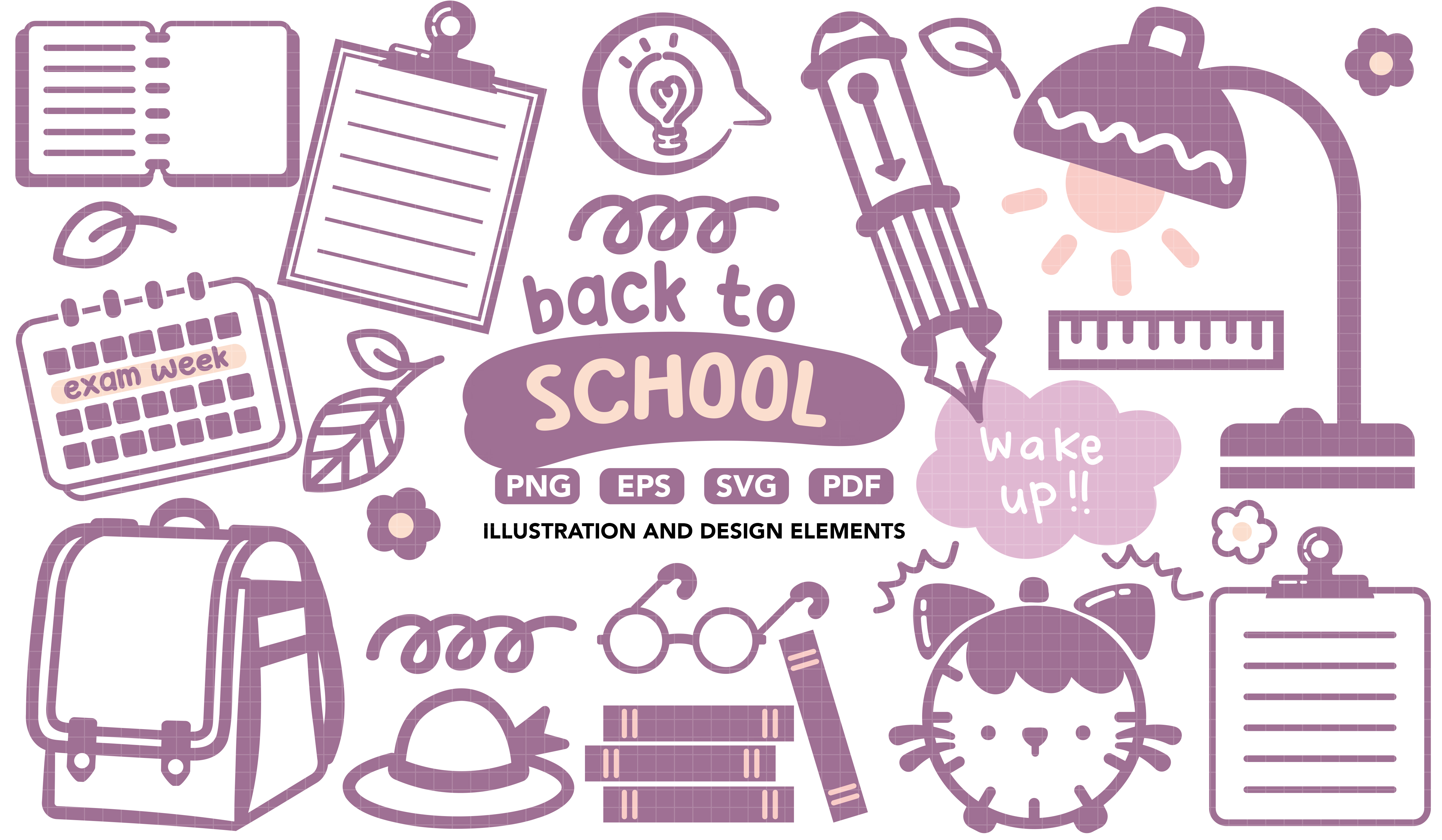 back to school supplies clip art / teaching icon / study SVG