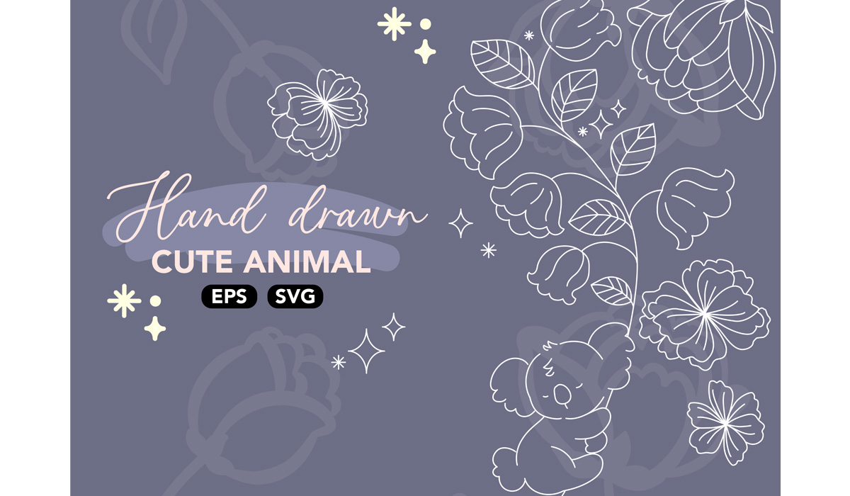 beautiful floral animal line art SVG
