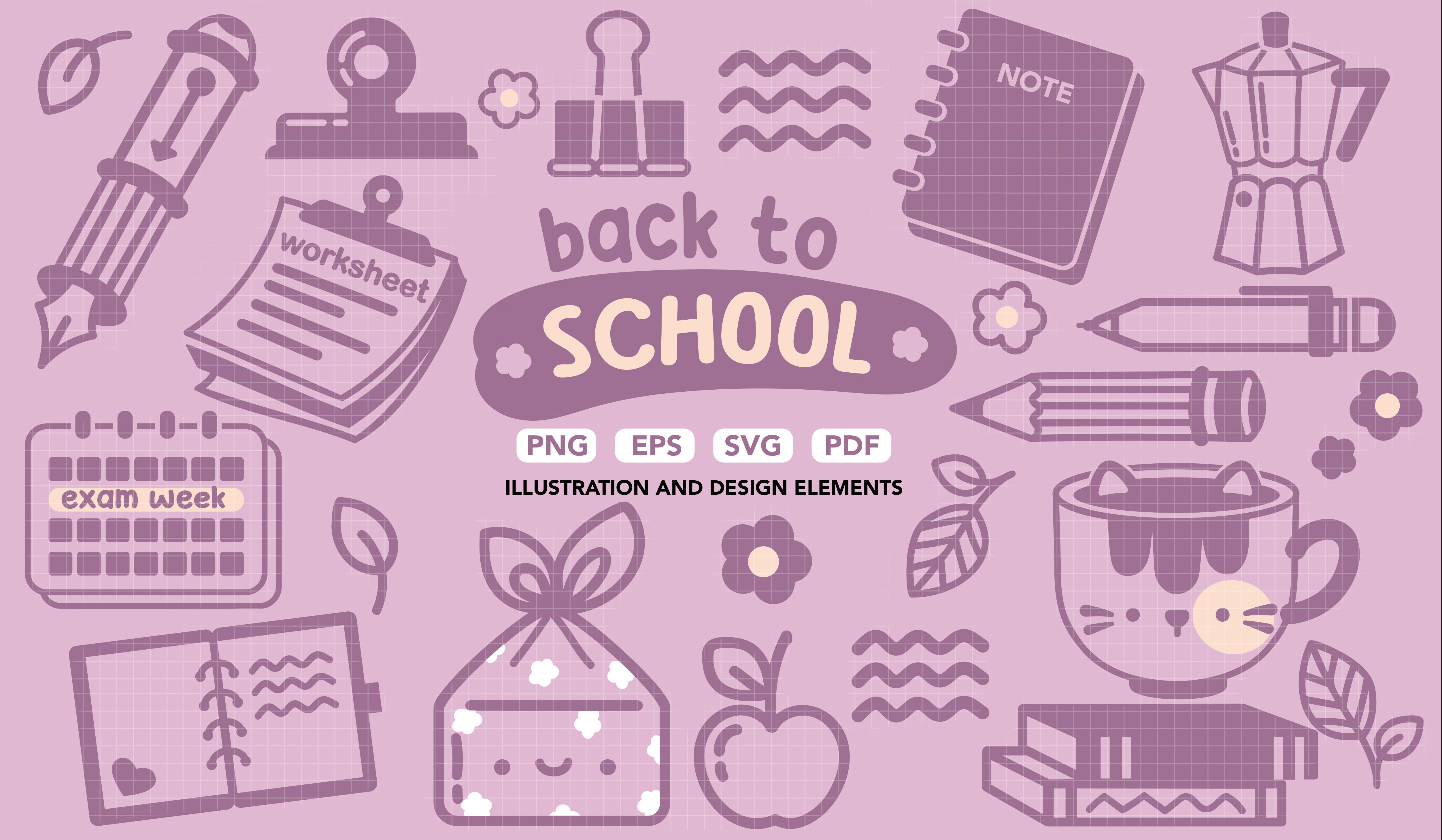 Cute Back to School Icons SVG Bundle | Hand-Drawn School clipart