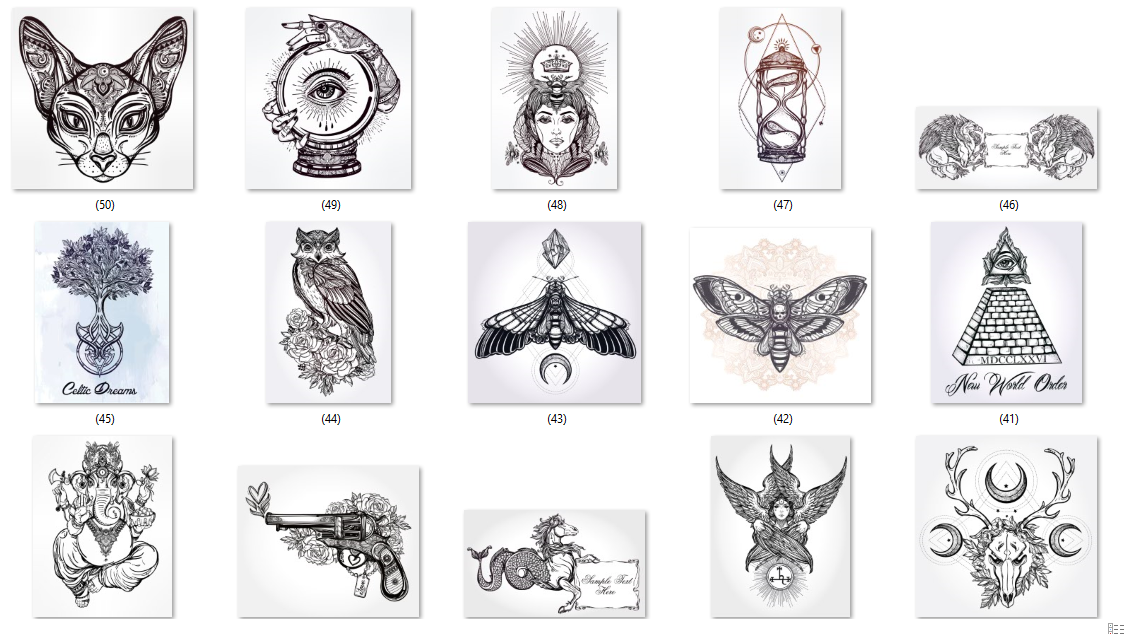 Tattoo Japanese  Style Bundle 50+ ( .jpg and eps formats)