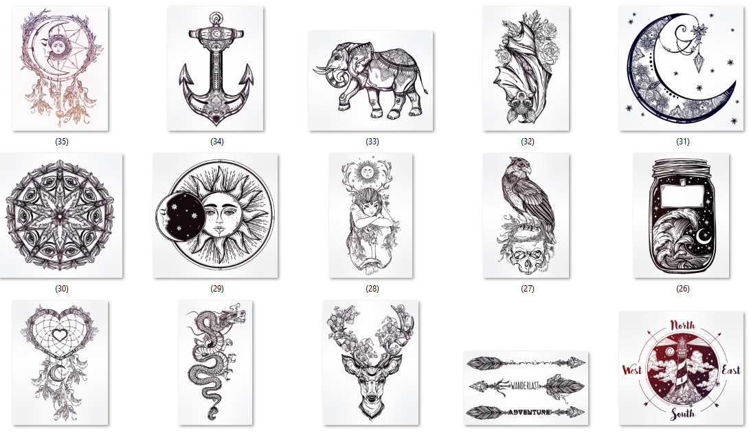 Tattoo Japanese  Style Bundle 50+ ( .jpg and eps formats)