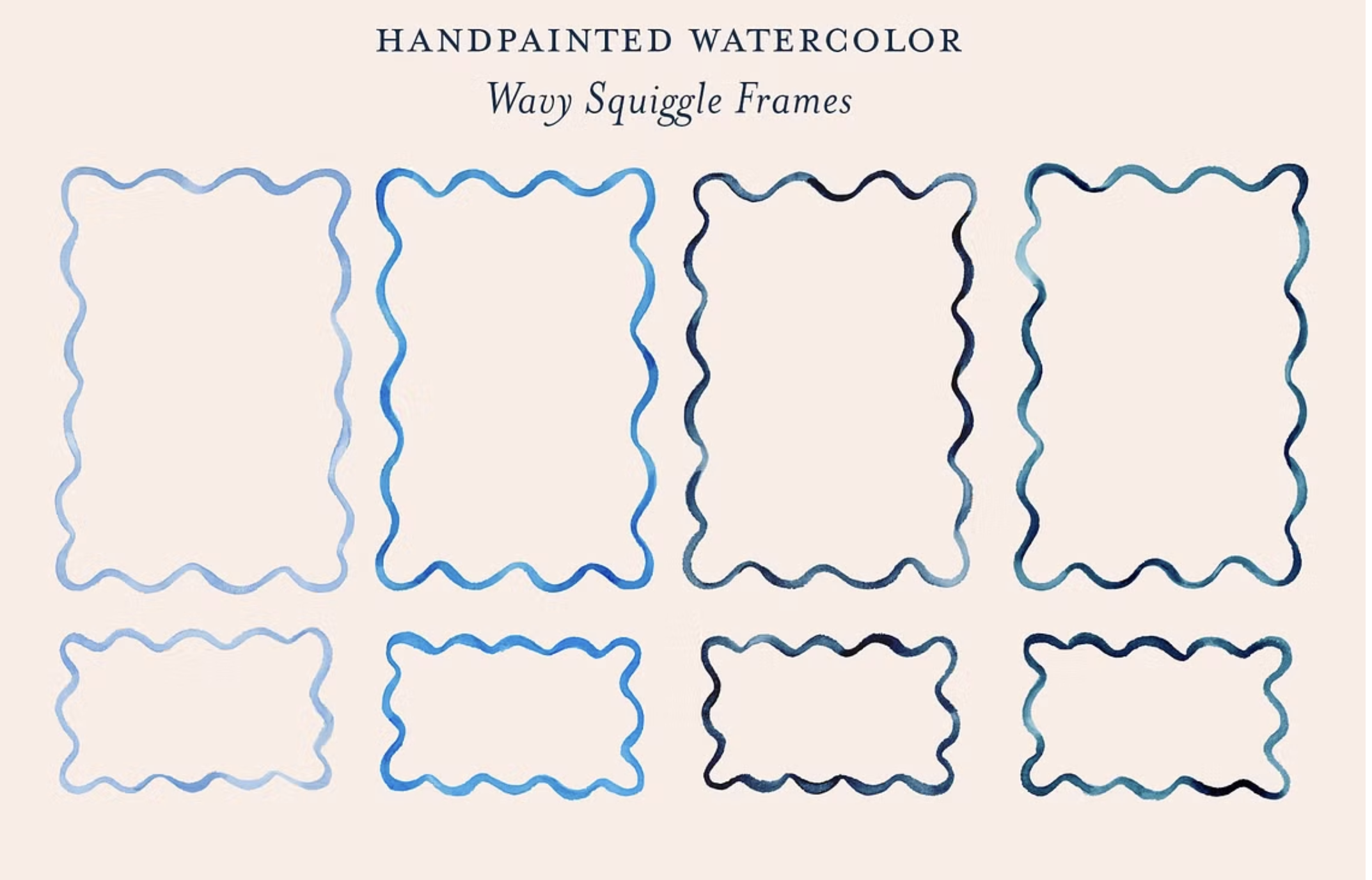 Blue Watercolor Squiggle Borders