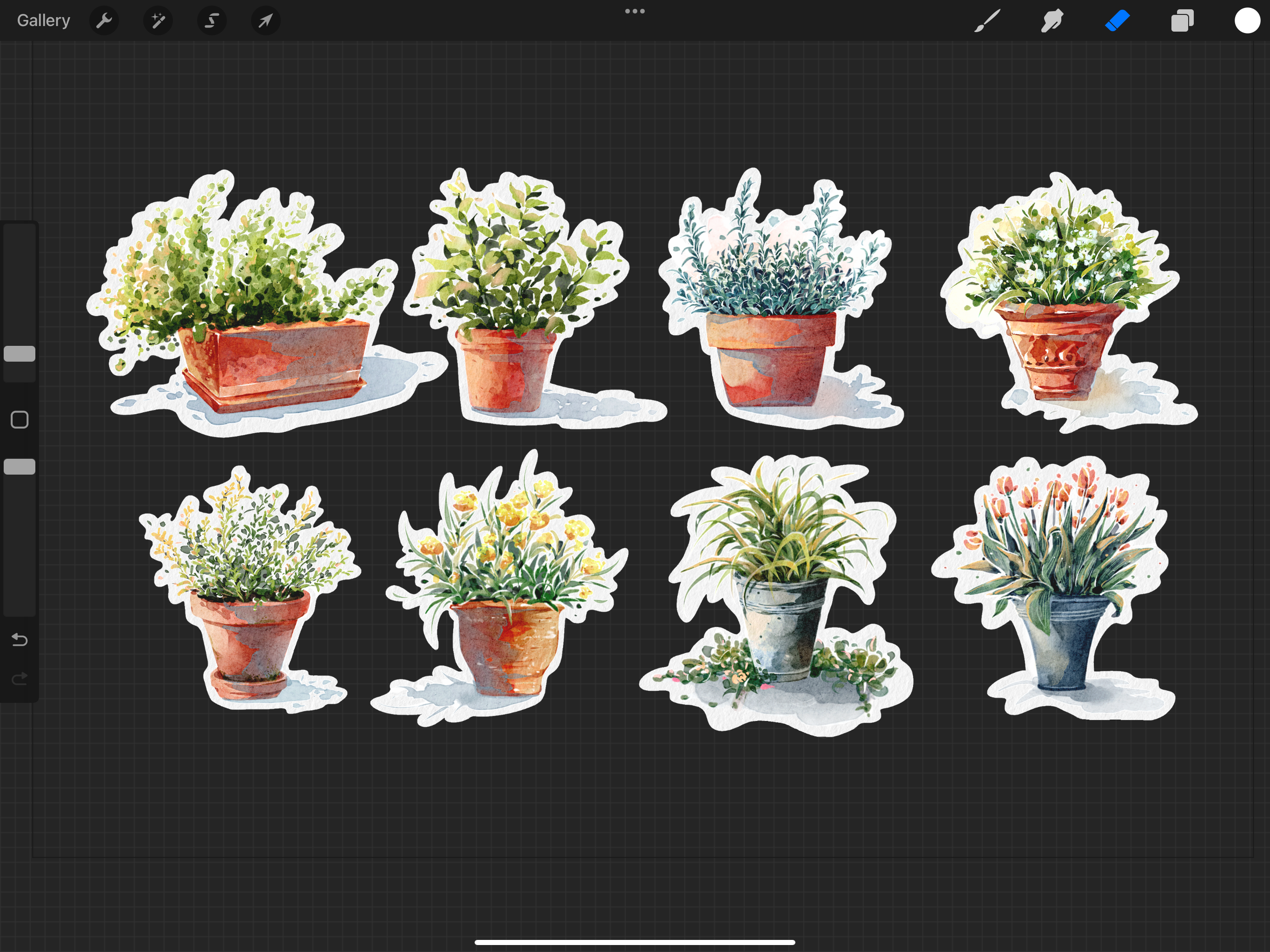 8 Plants x Stickers | watercolor styles
