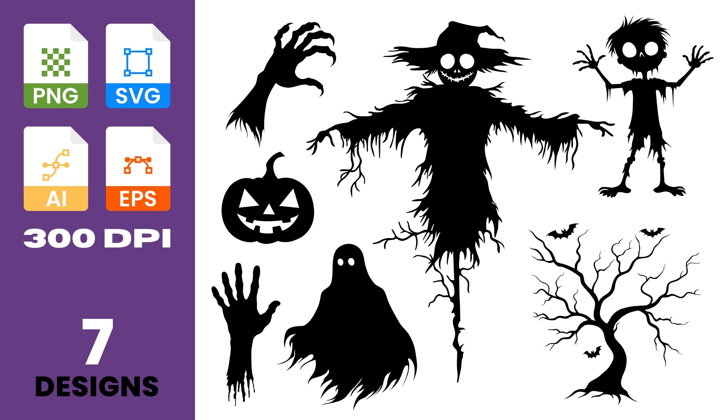 Halloween Silhouette Bundle – Spooky Vector Clipart Set