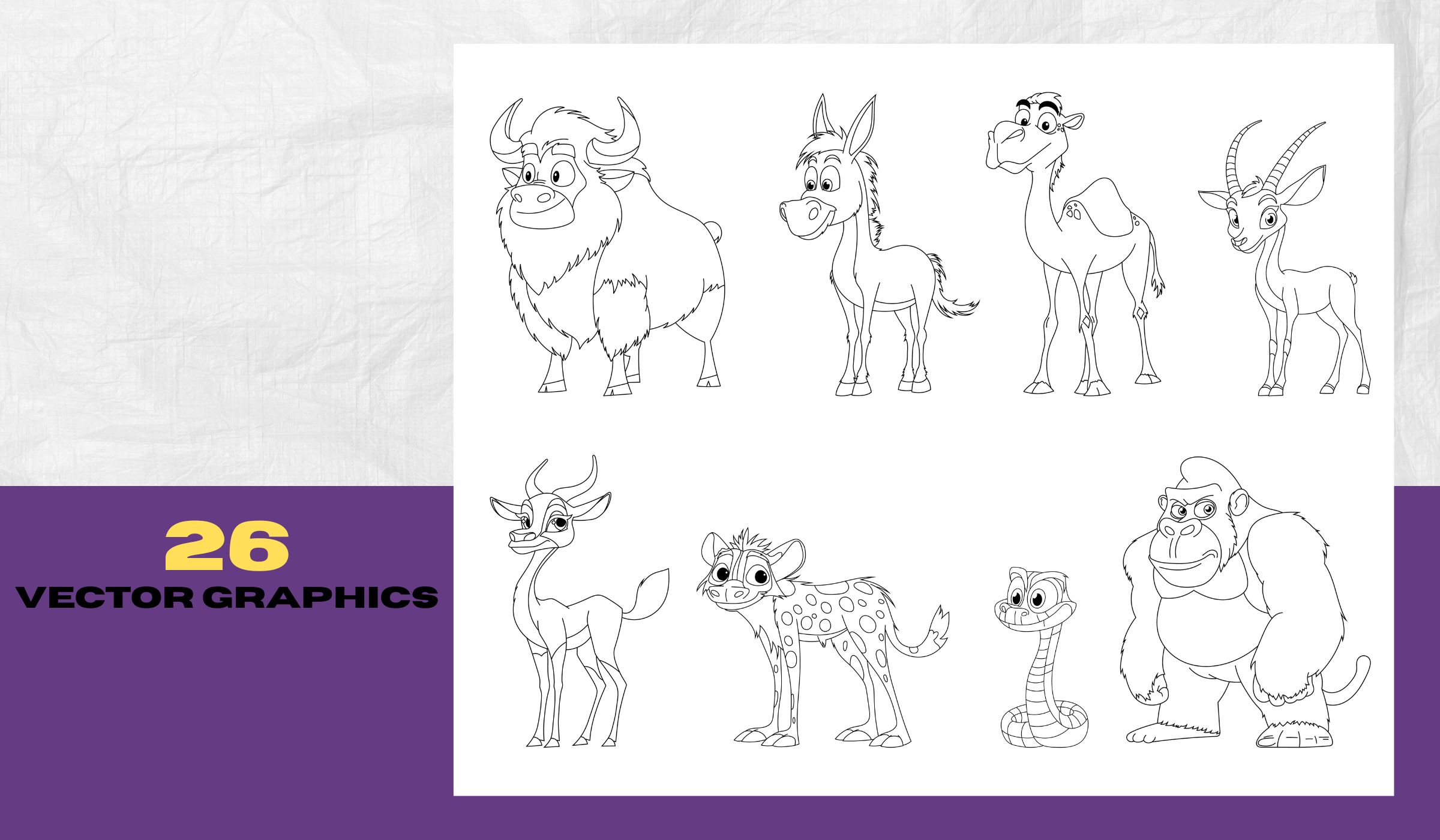 Cartoon Safari Animal Clipart Bundle