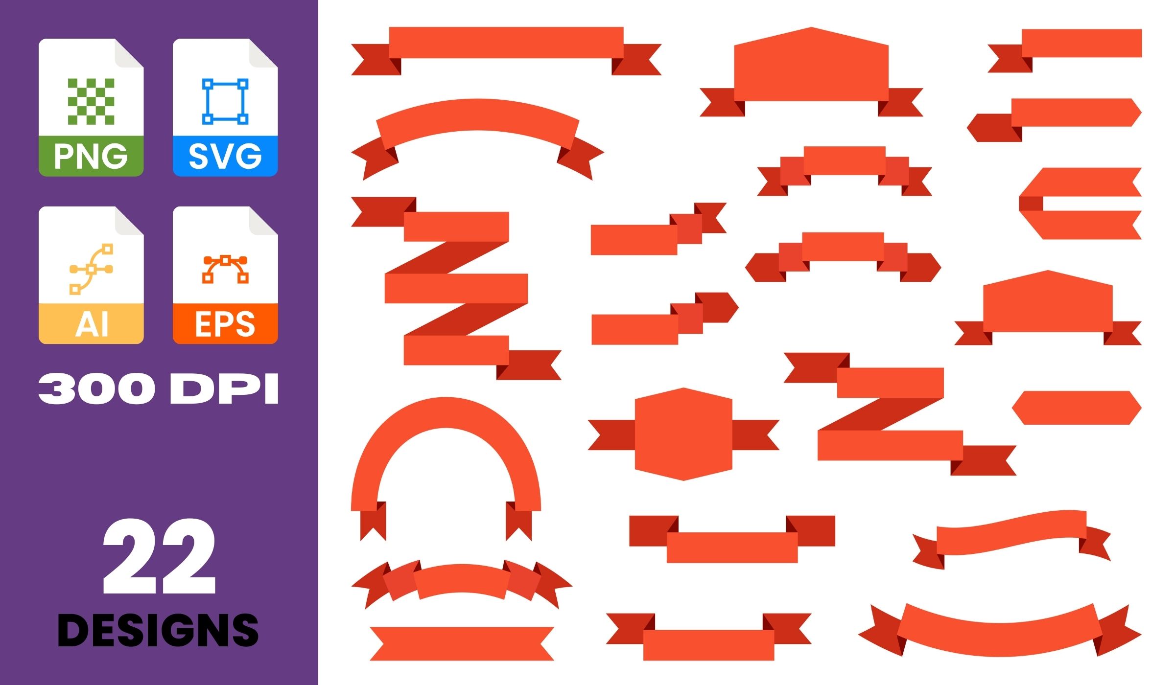 Ribbon Banner Clipart – Digital Vector Ribbons for Designs