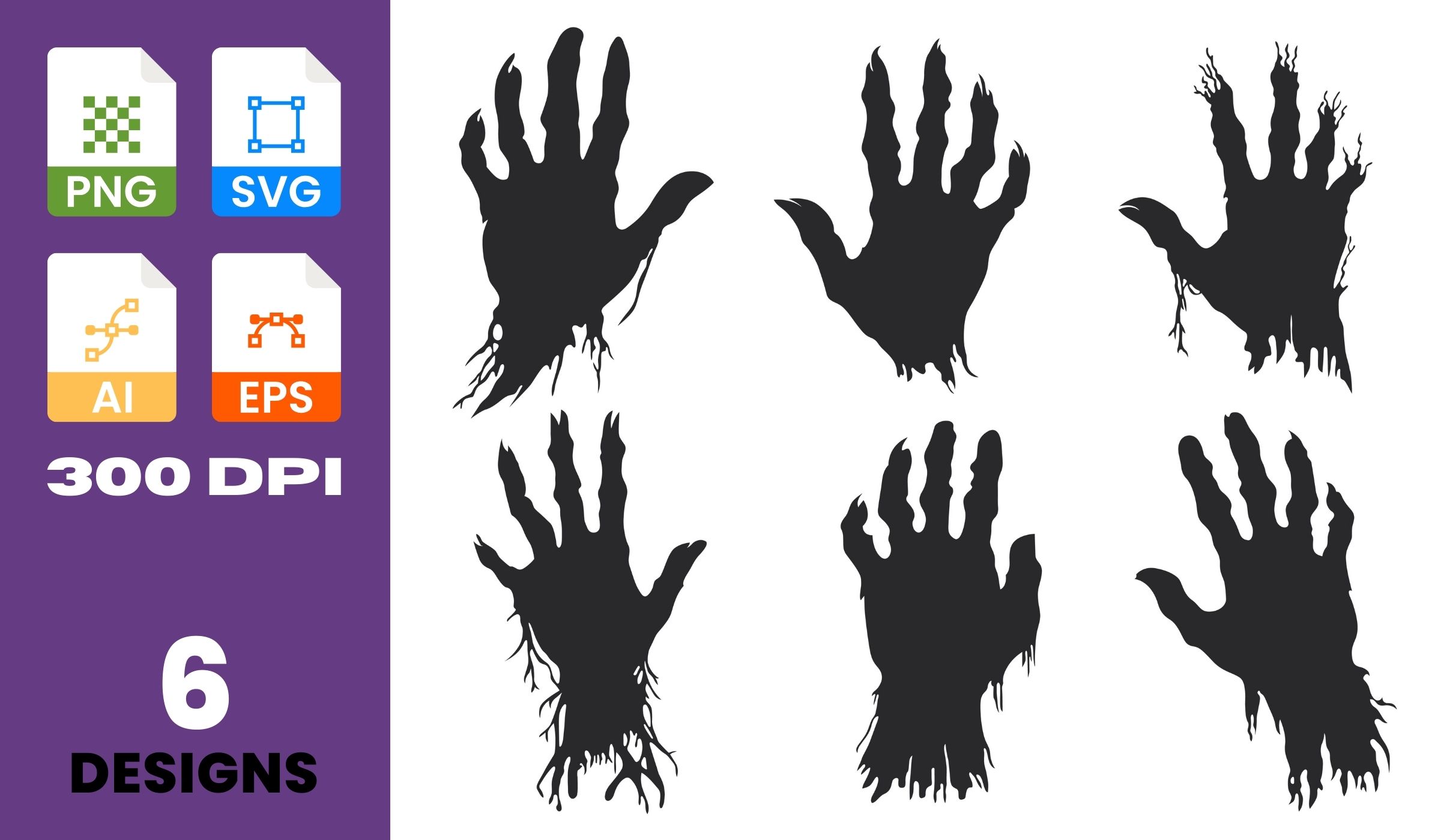 Zombie Hand Silhouette Bundle – Halloween Clipart