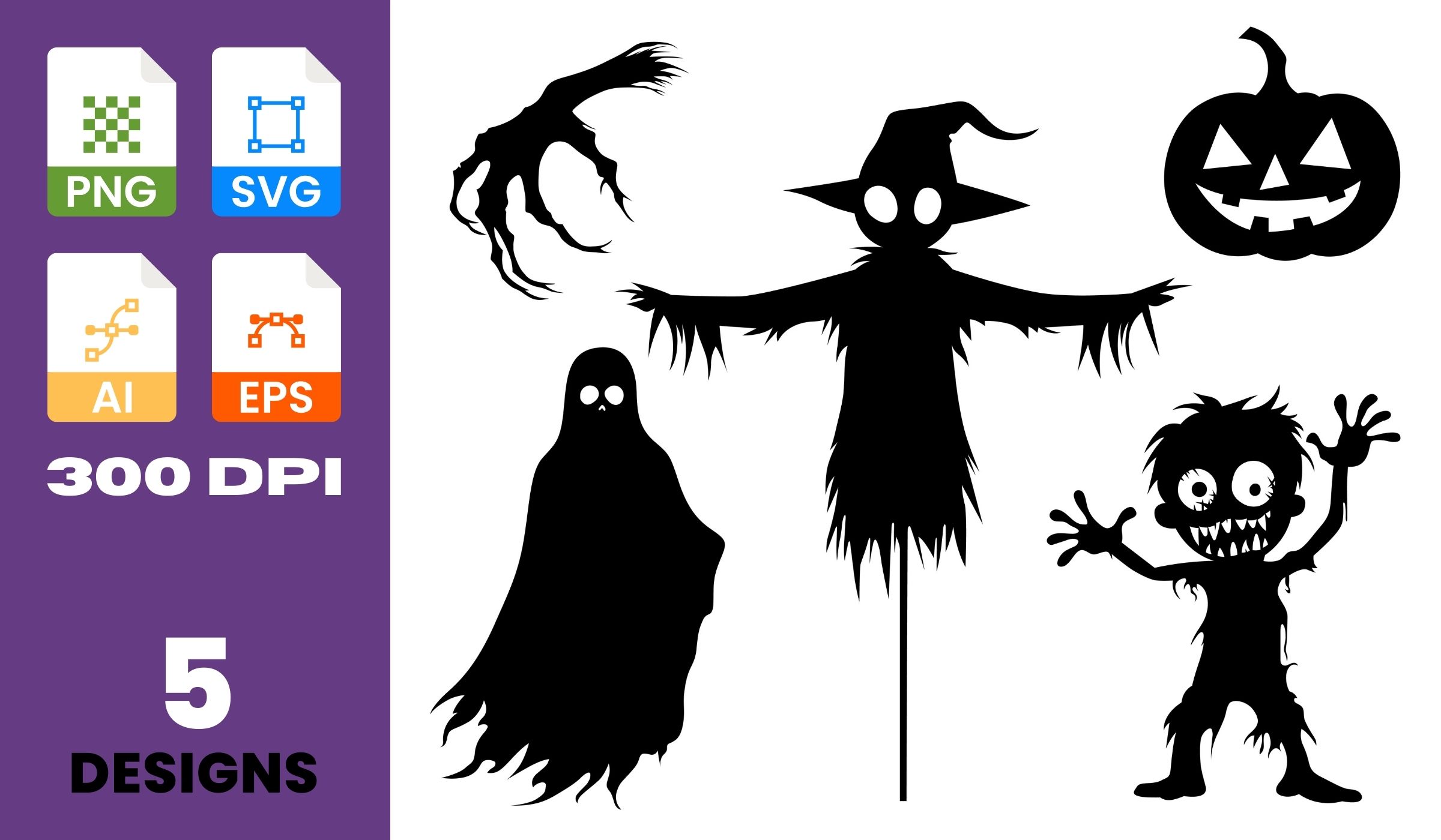 Halloween Silhouette Clipart Set – Spooky Vector Bundle