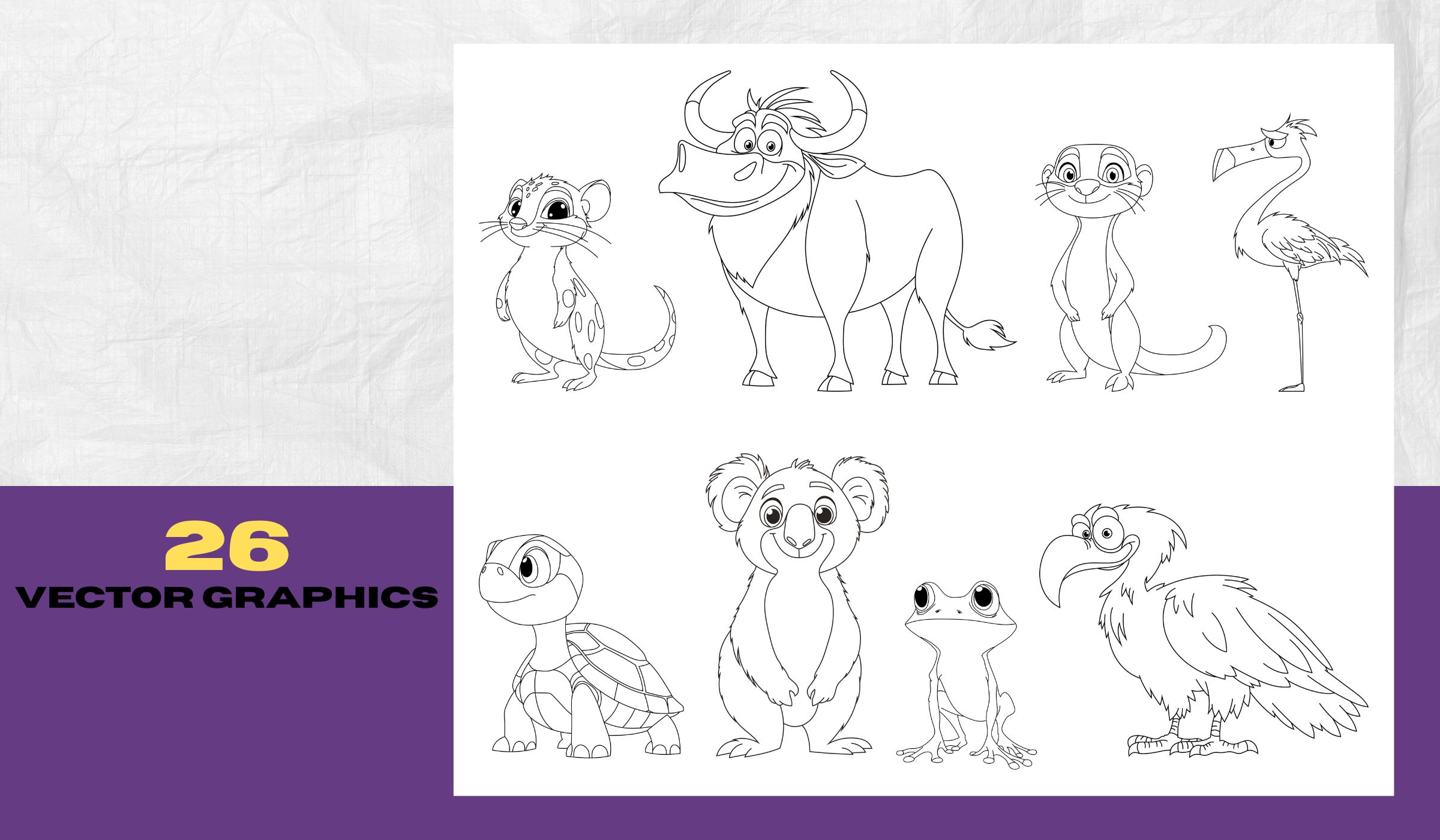 Cartoon Safari Animal Clipart Bundle