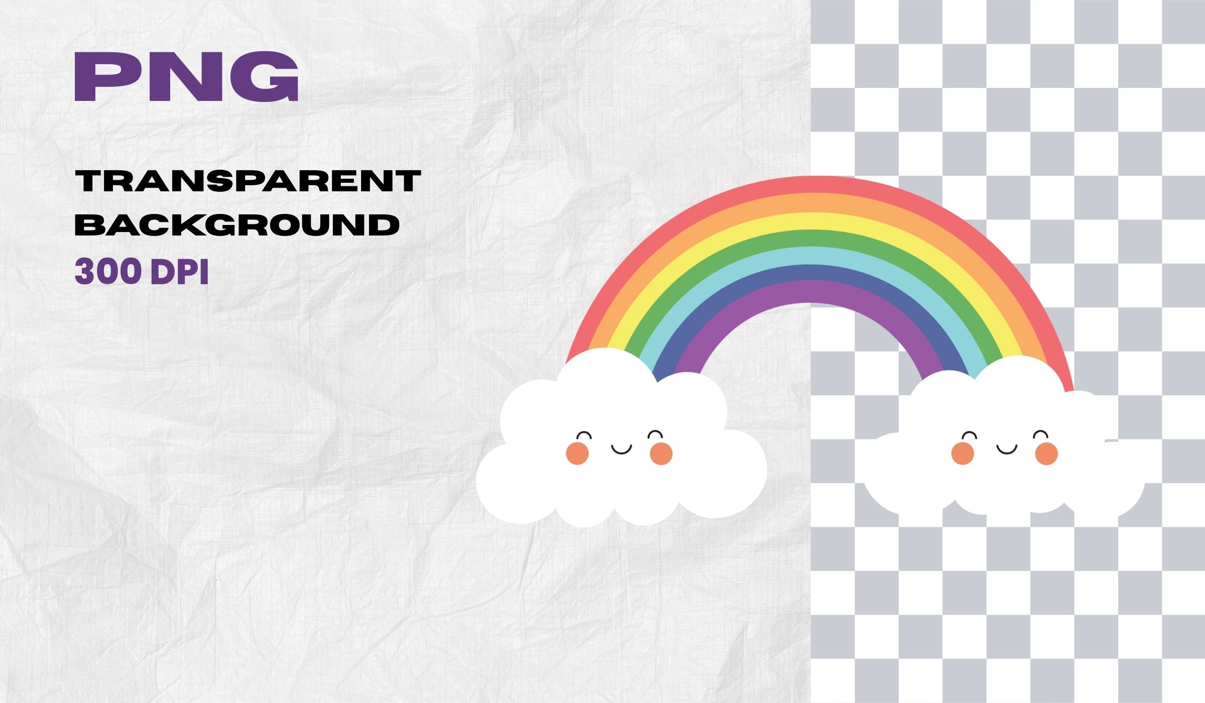 Cute Cartoon Clouds Rainbow and Sun Vector Set
