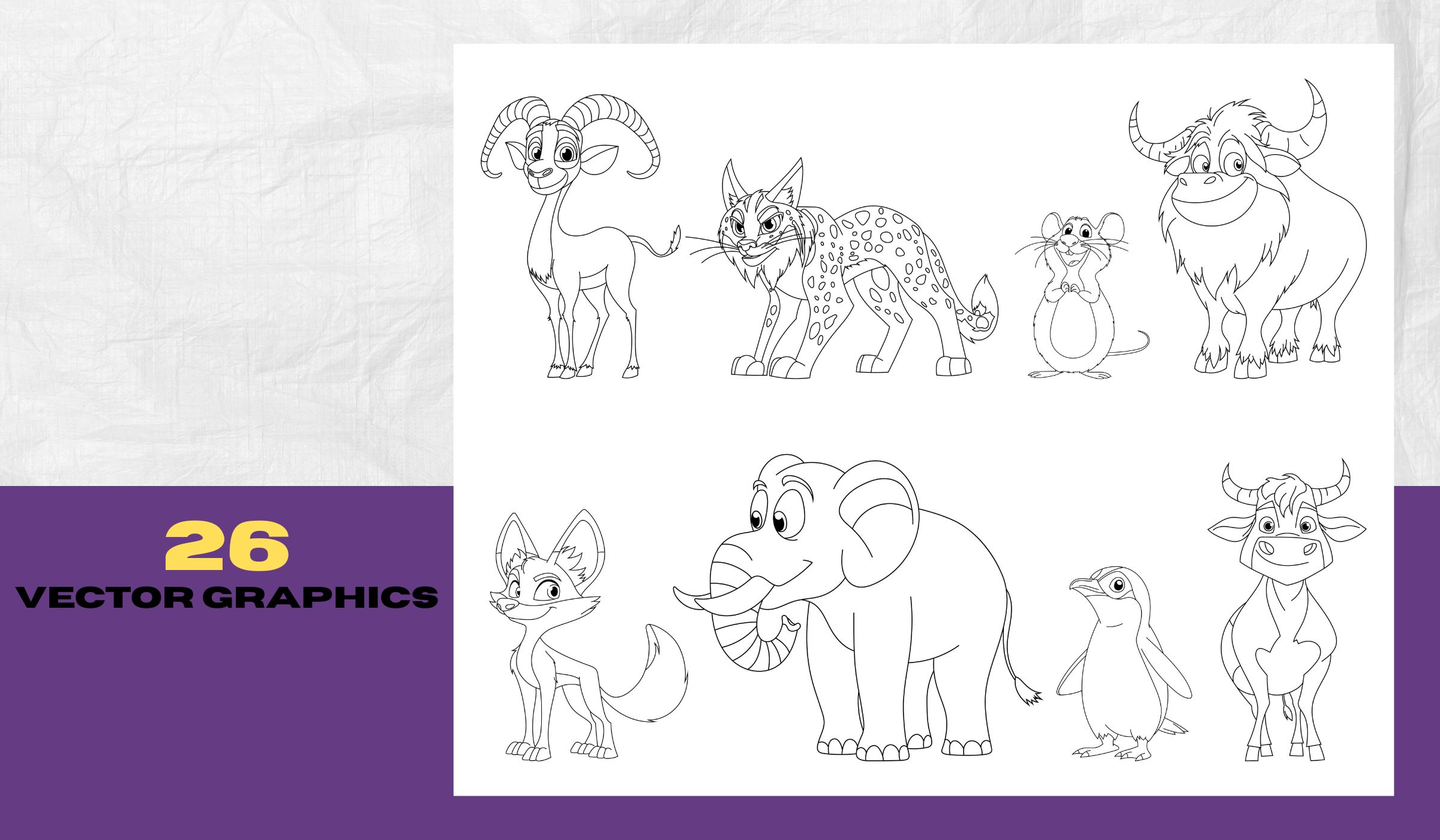 Cartoon Safari Animal Clipart Bundle