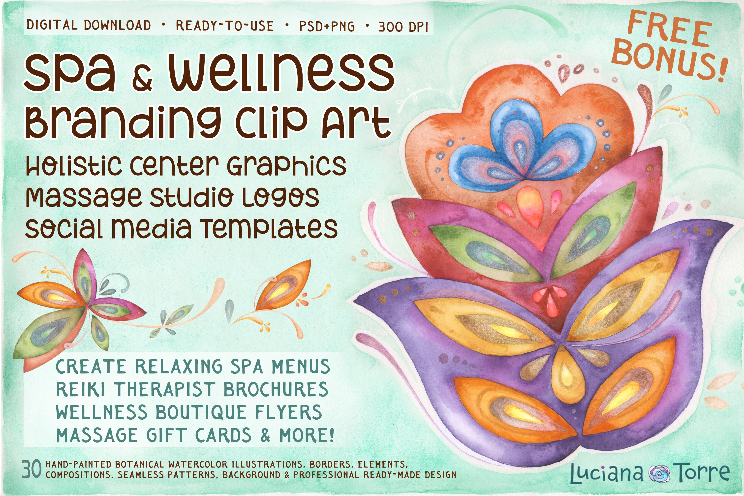 Spa Wellness Massage Branding Pack - Yoga Relax Holistic clipart