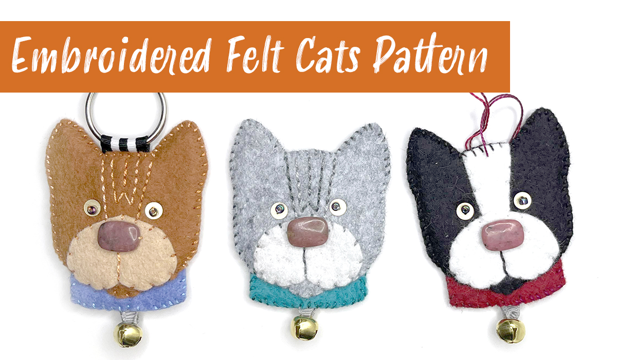 Embroidered Felt Cats Pattern