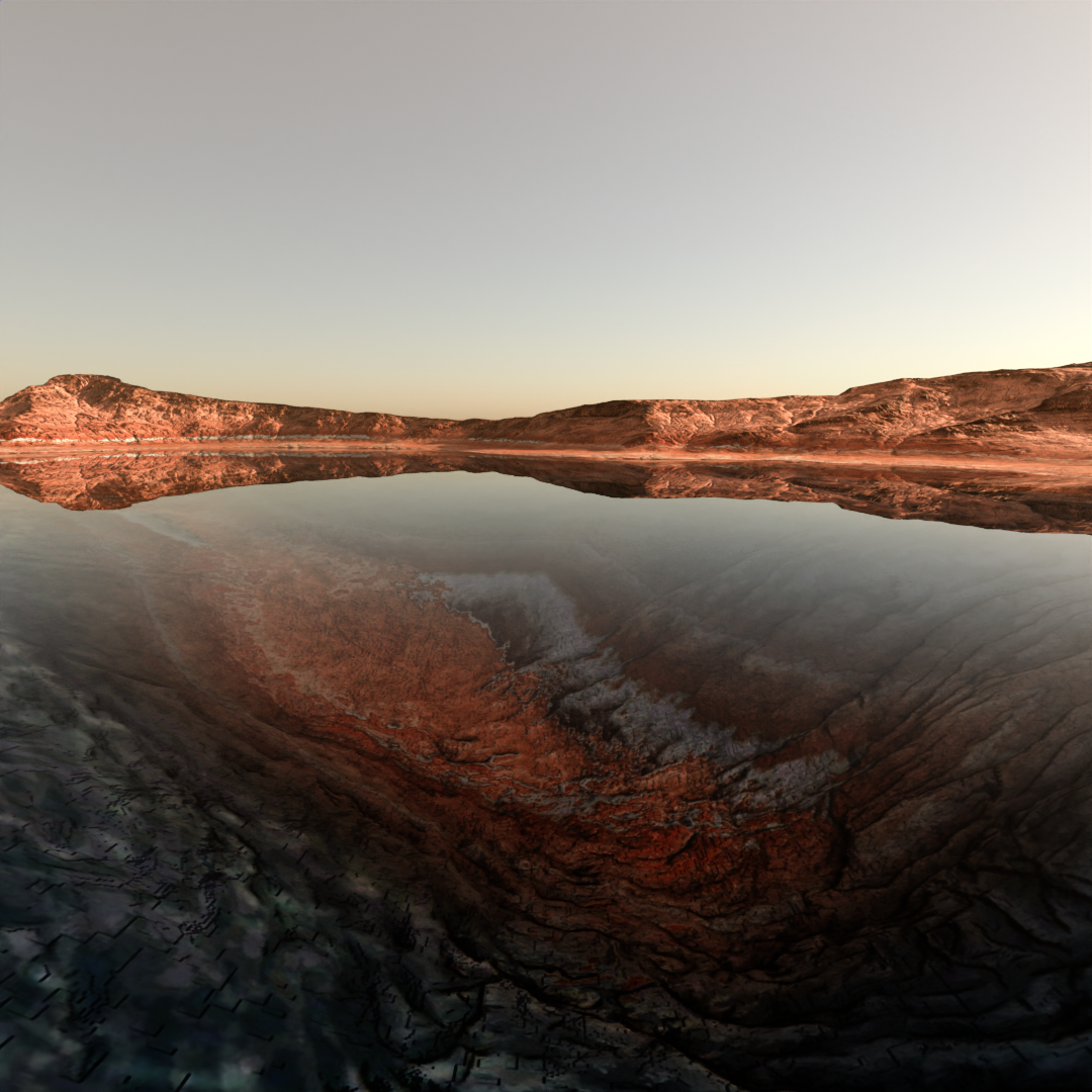 Ridge Desert Lake Terrain for Blender