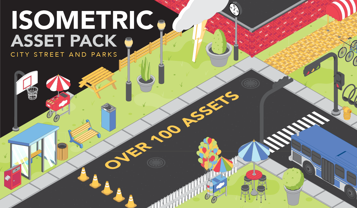 Isometric Asset Pack: City Street and Park